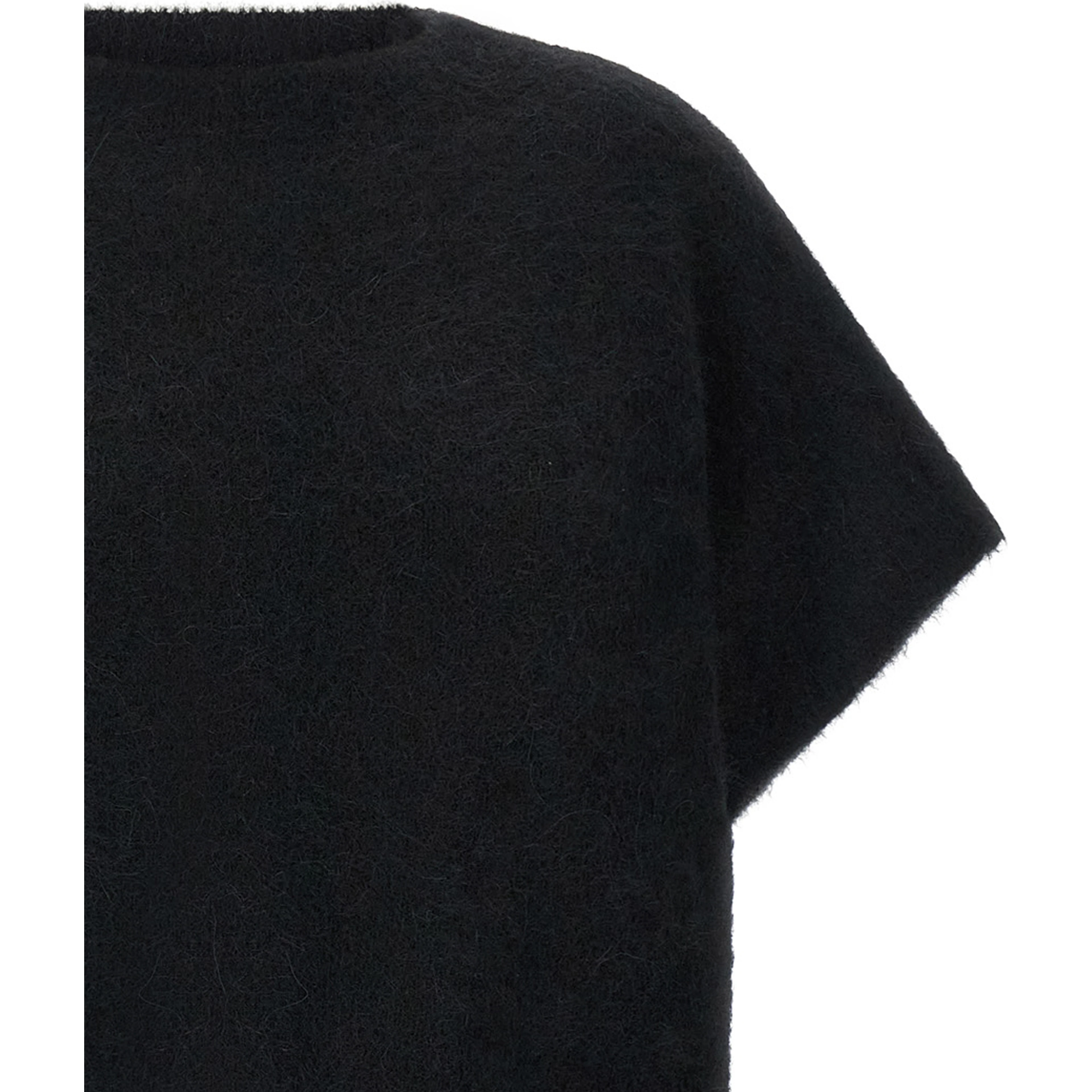 Black Alpaca Leather Cardigan