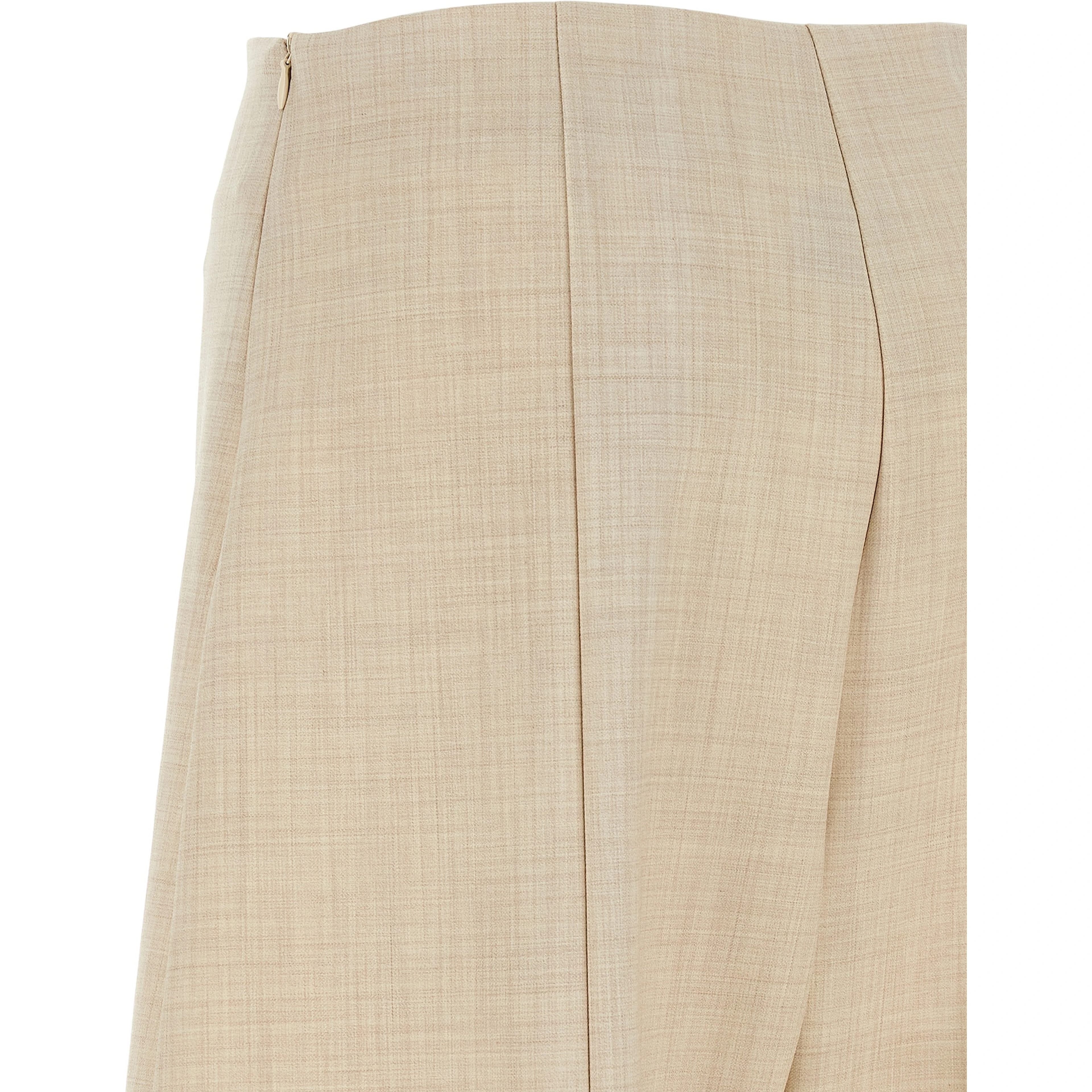 Beige Wool Cropped Pants