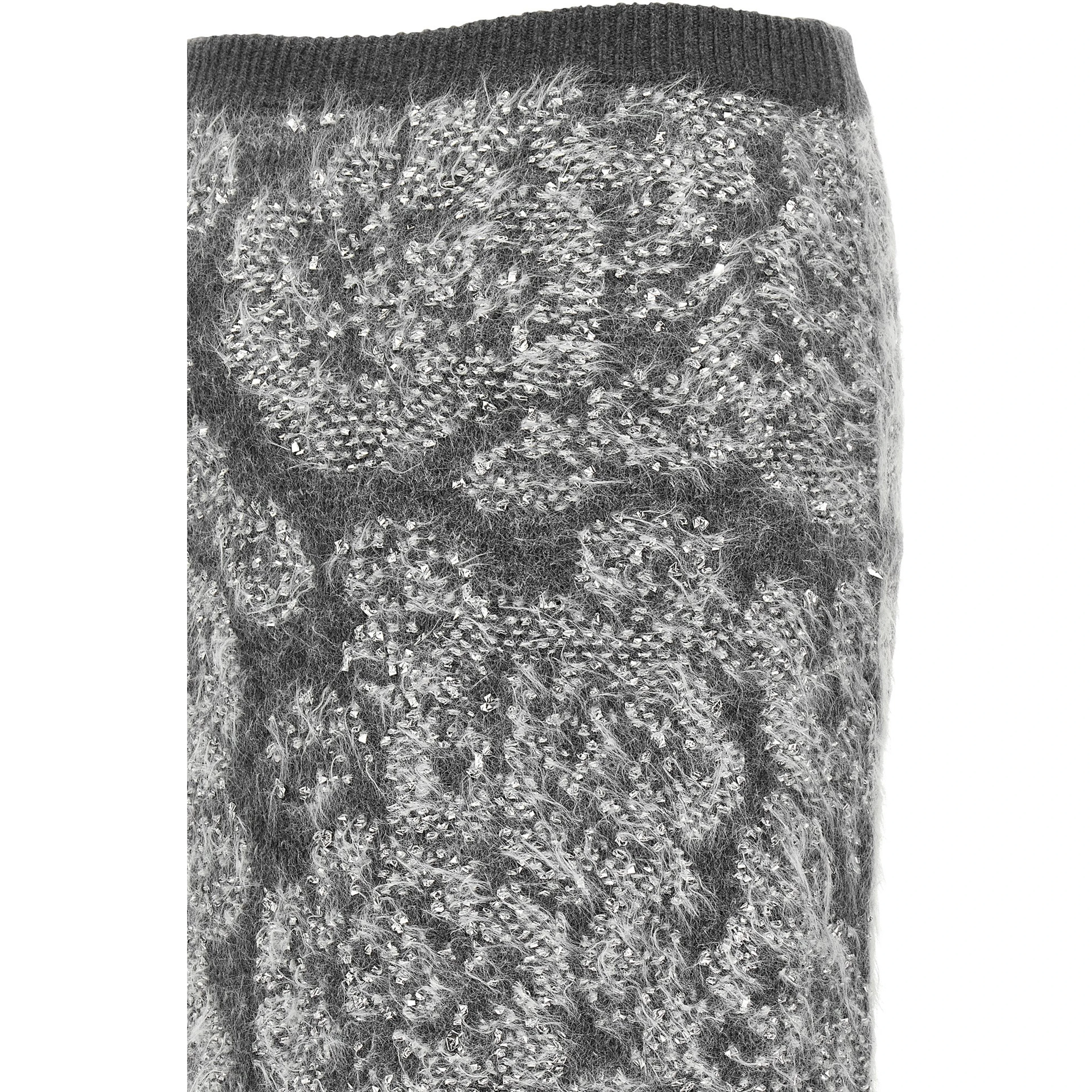 Gray Wool Midi Skirt
