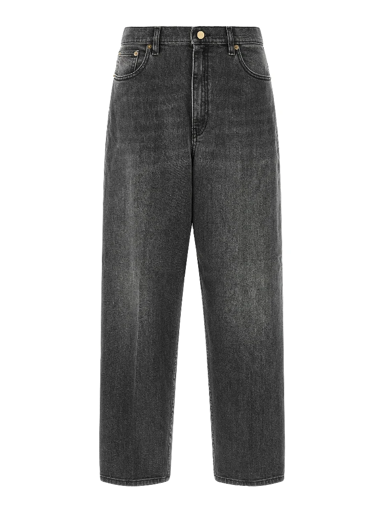 Gray Cotton Relaxed Fit Jeans