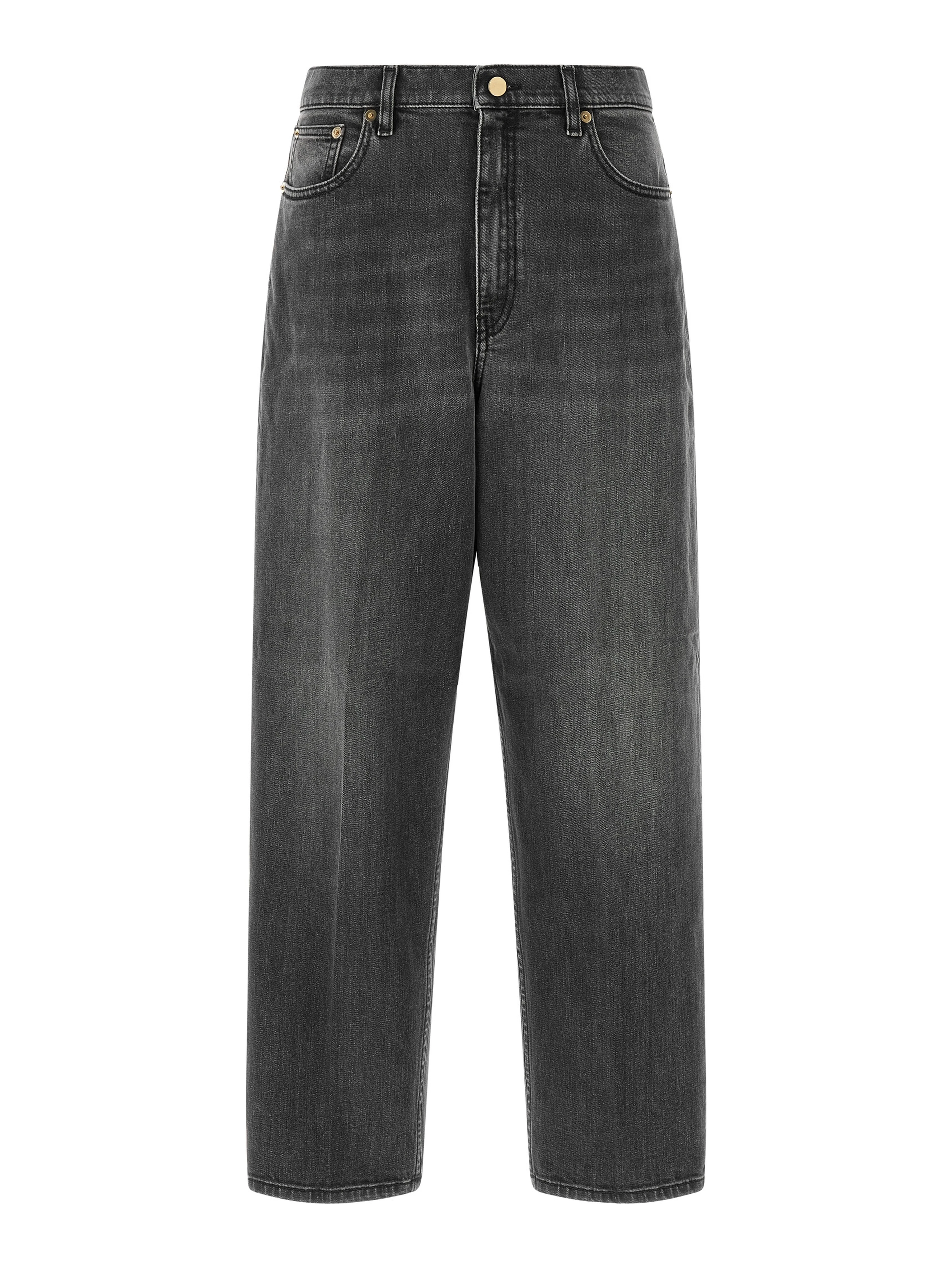 Gray Cotton Relaxed Fit Jeans