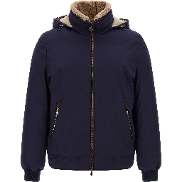 Blue Polyamide Full-Length Jacket