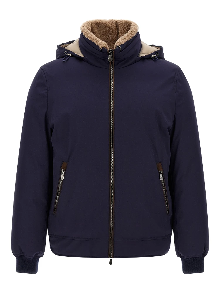 Blue Polyamide Full-Length Jacket