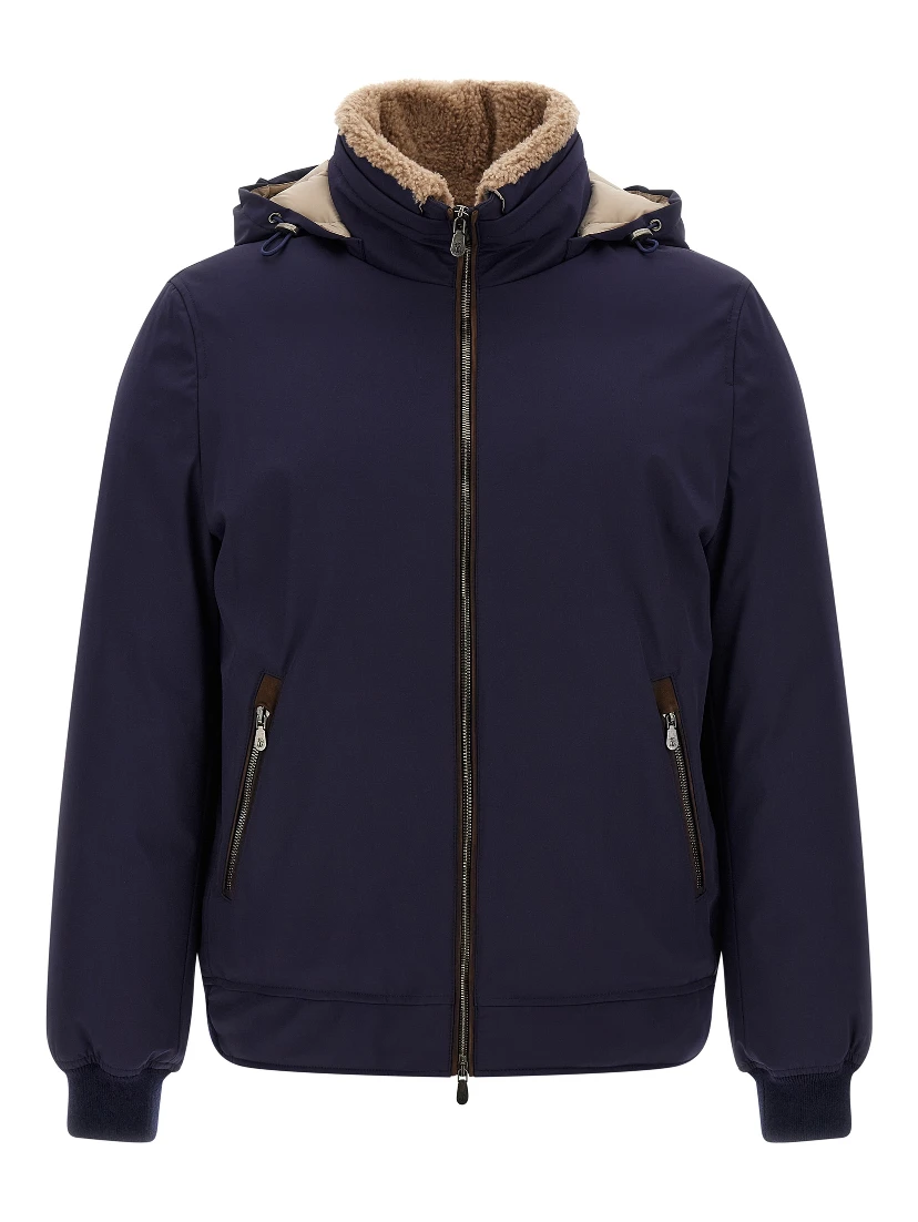 Blue Polyamide Full-Length Jacket