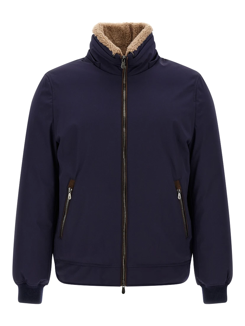 Blue Polyamide Full-Length Jacket
