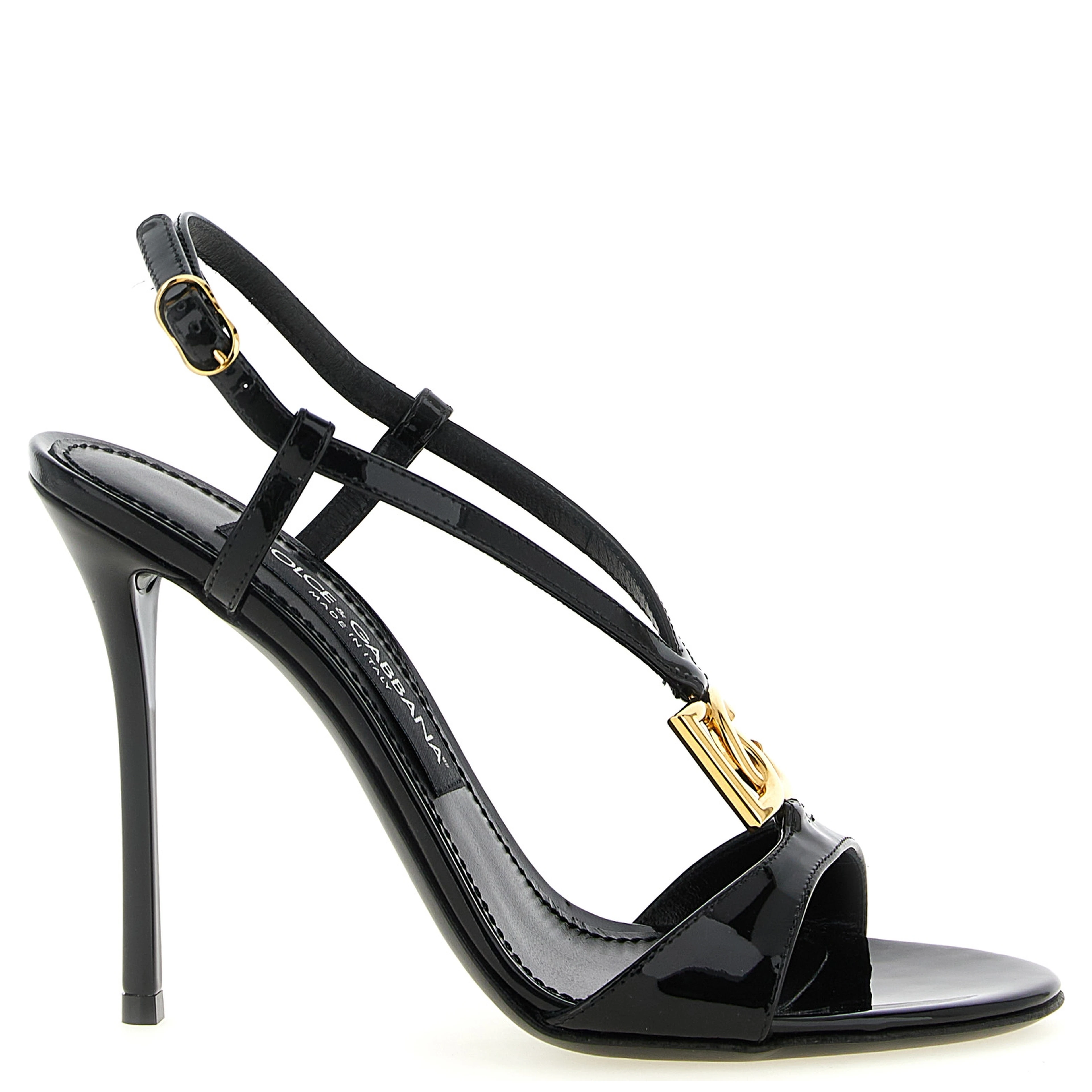 Black Calfskin Stiletto Heel Sandals