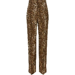 Brown Silk Casual Pants