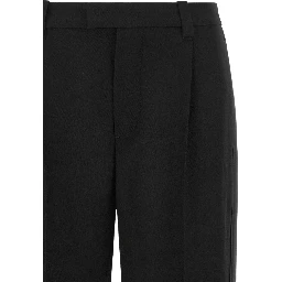 Black Virgin Wool Casual Pants