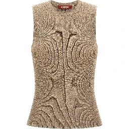 Beige Polyamide Sleeveles T-Shirt