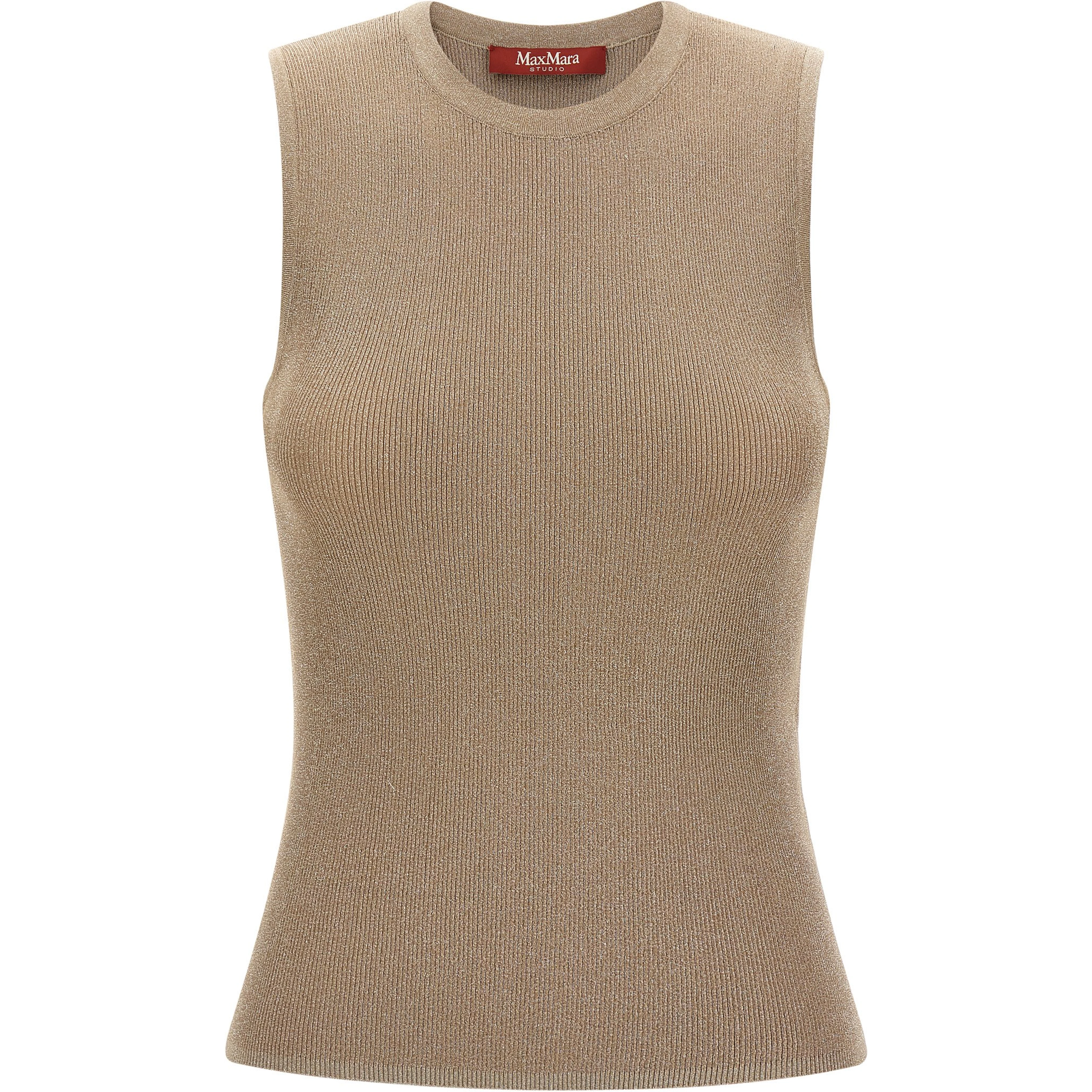 Beige Polyamide Sleeveles T-Shirt