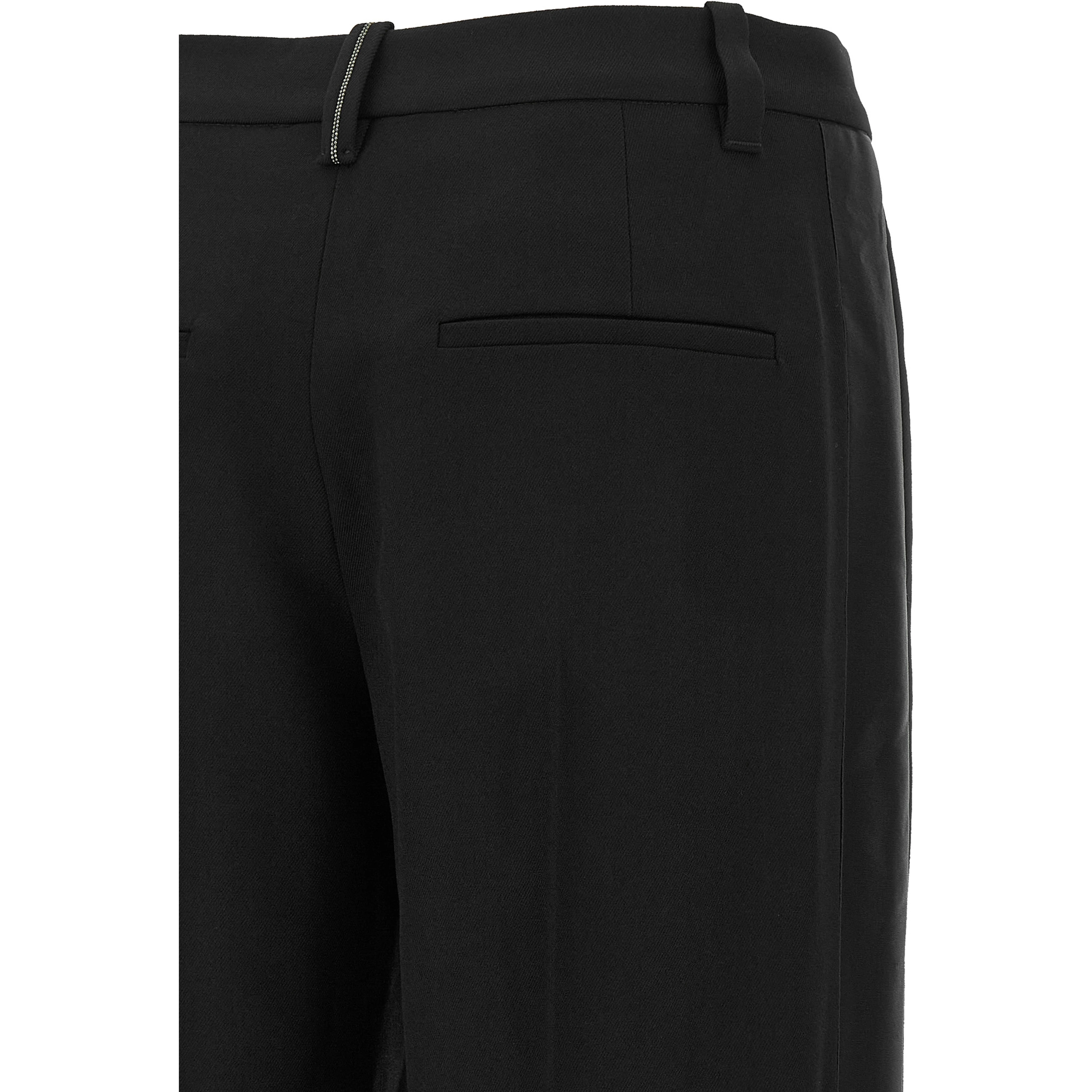 Black Virgin Wool Casual Pants