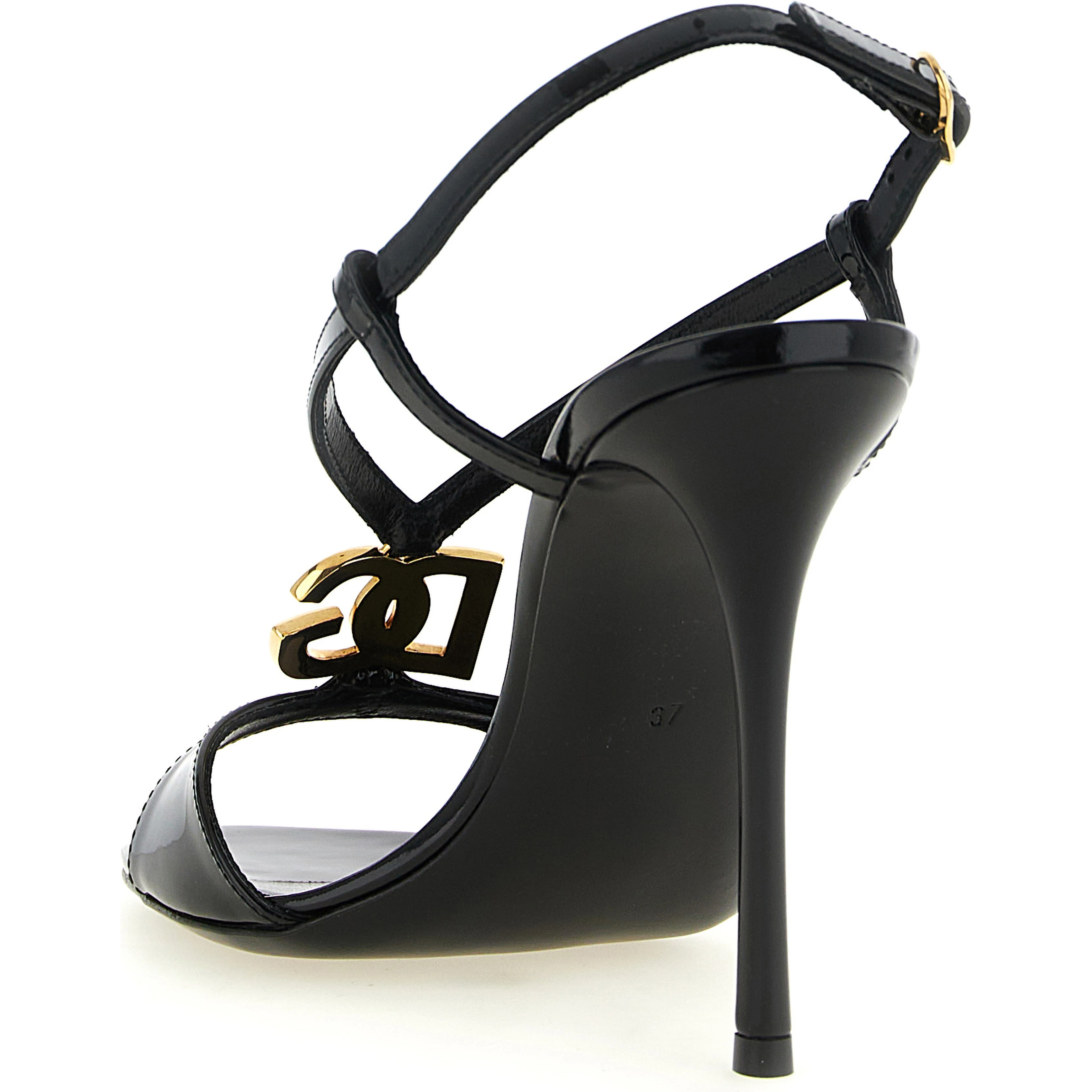 Black Calfskin Stiletto Heel Sandals