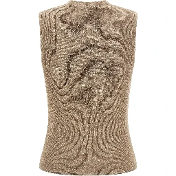 Beige Polyamide Sleeveles T-Shirt