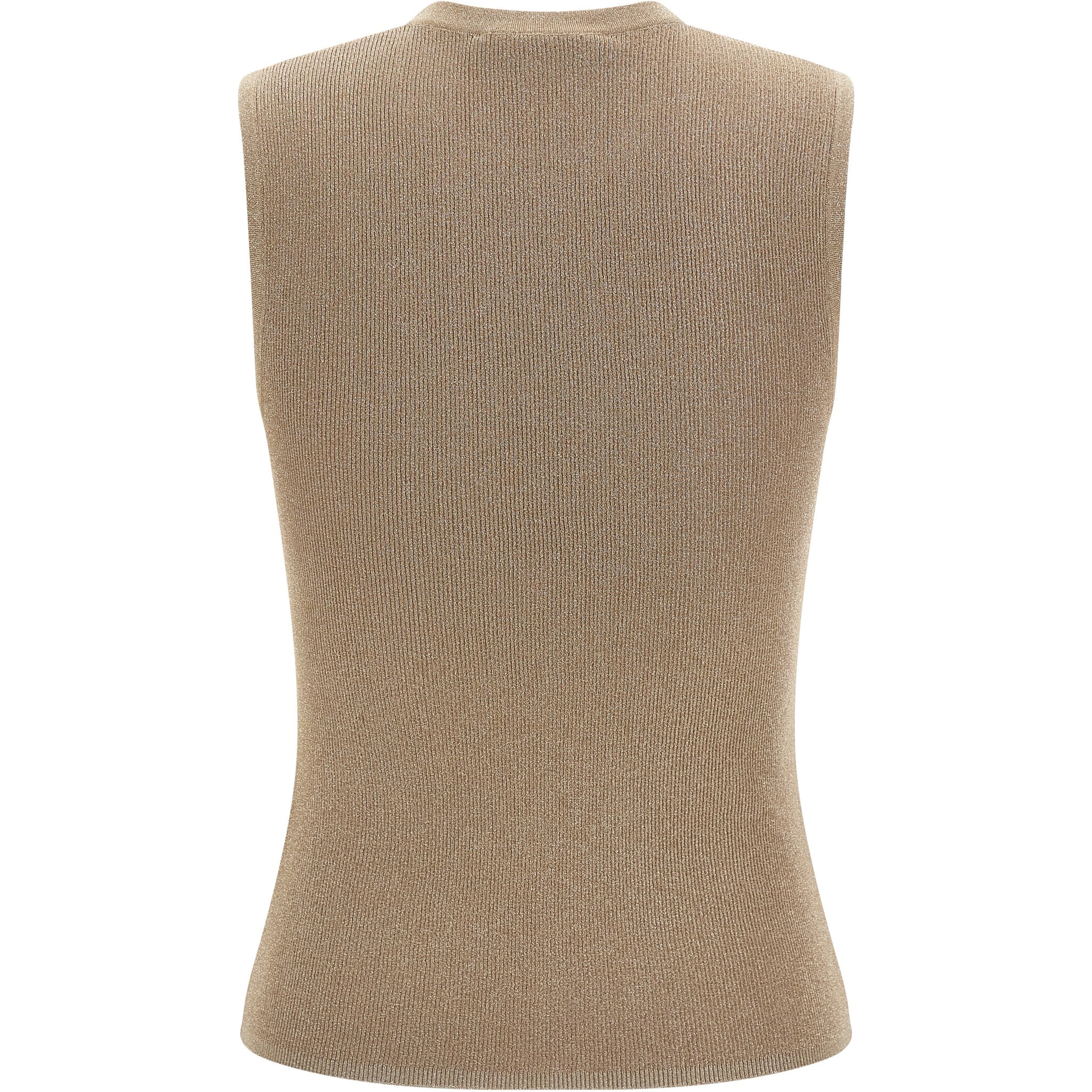 Beige Polyamide Sleeveles T-Shirt
