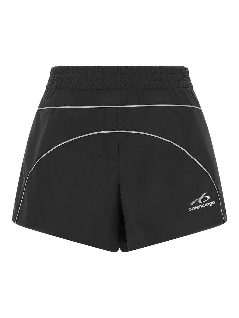Black Polyester Bermuda Shorts