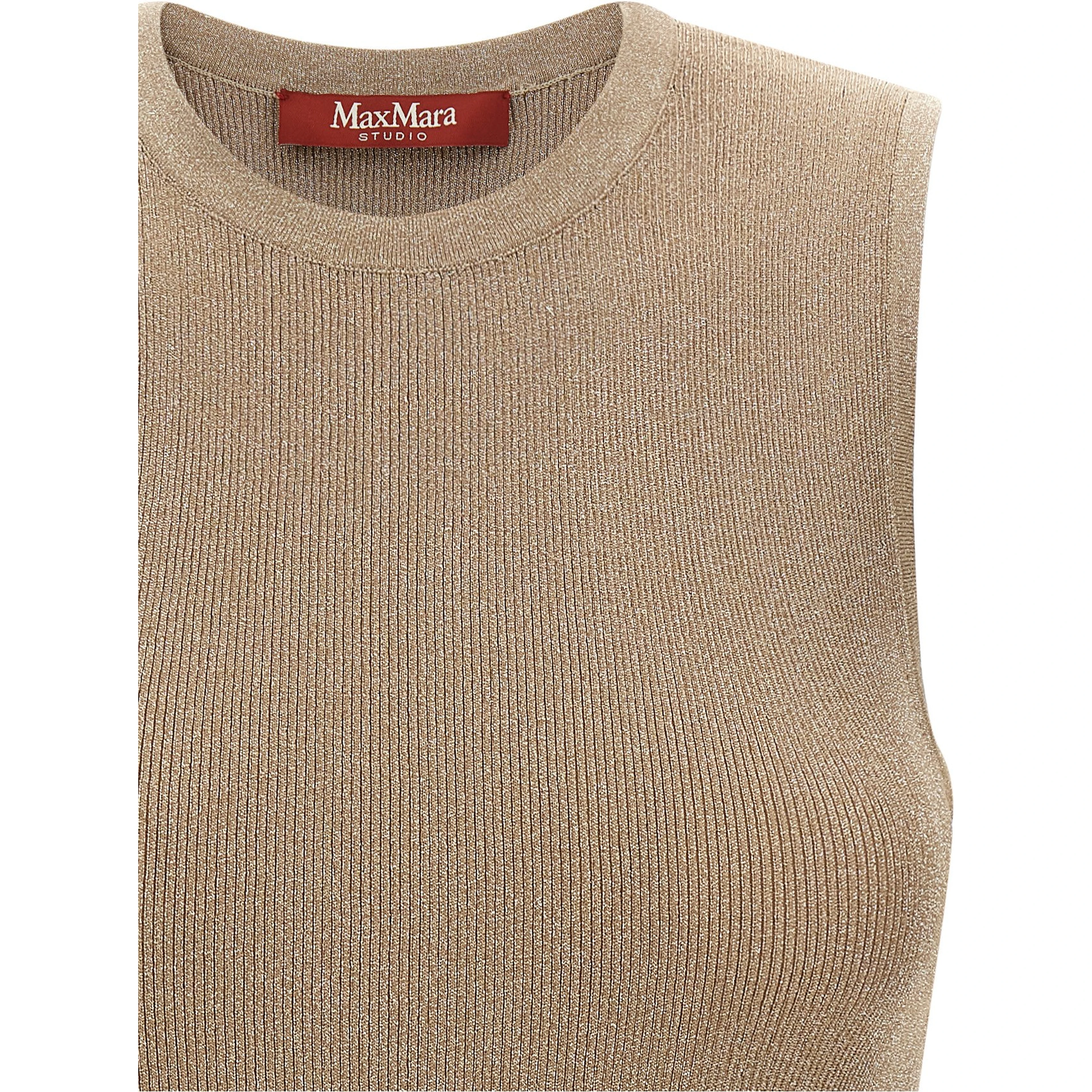 Beige Polyamide Sleeveles T-Shirt