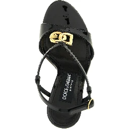 Black Calfskin Stiletto Heel Sandals