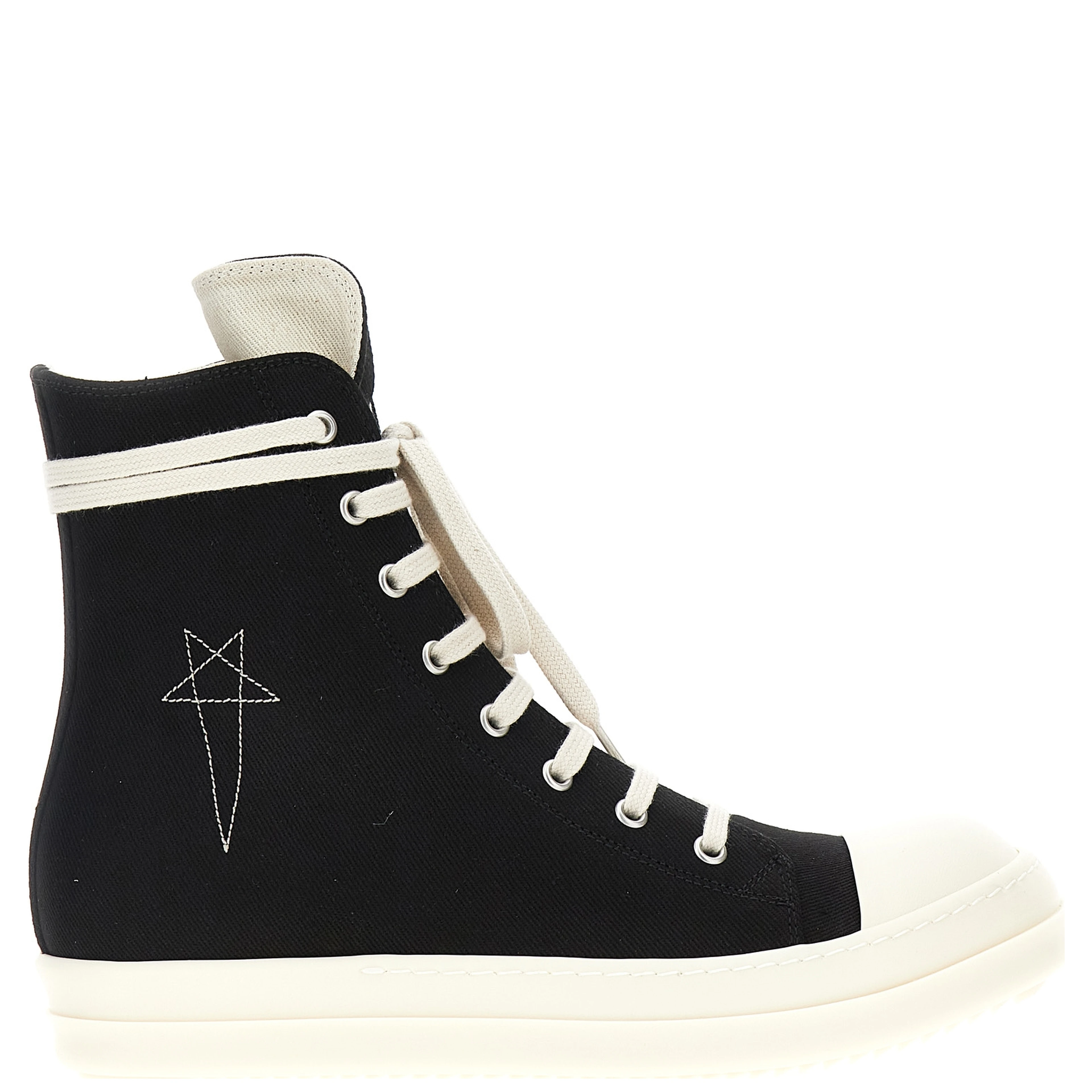 Black Cotton High Top Sneakers