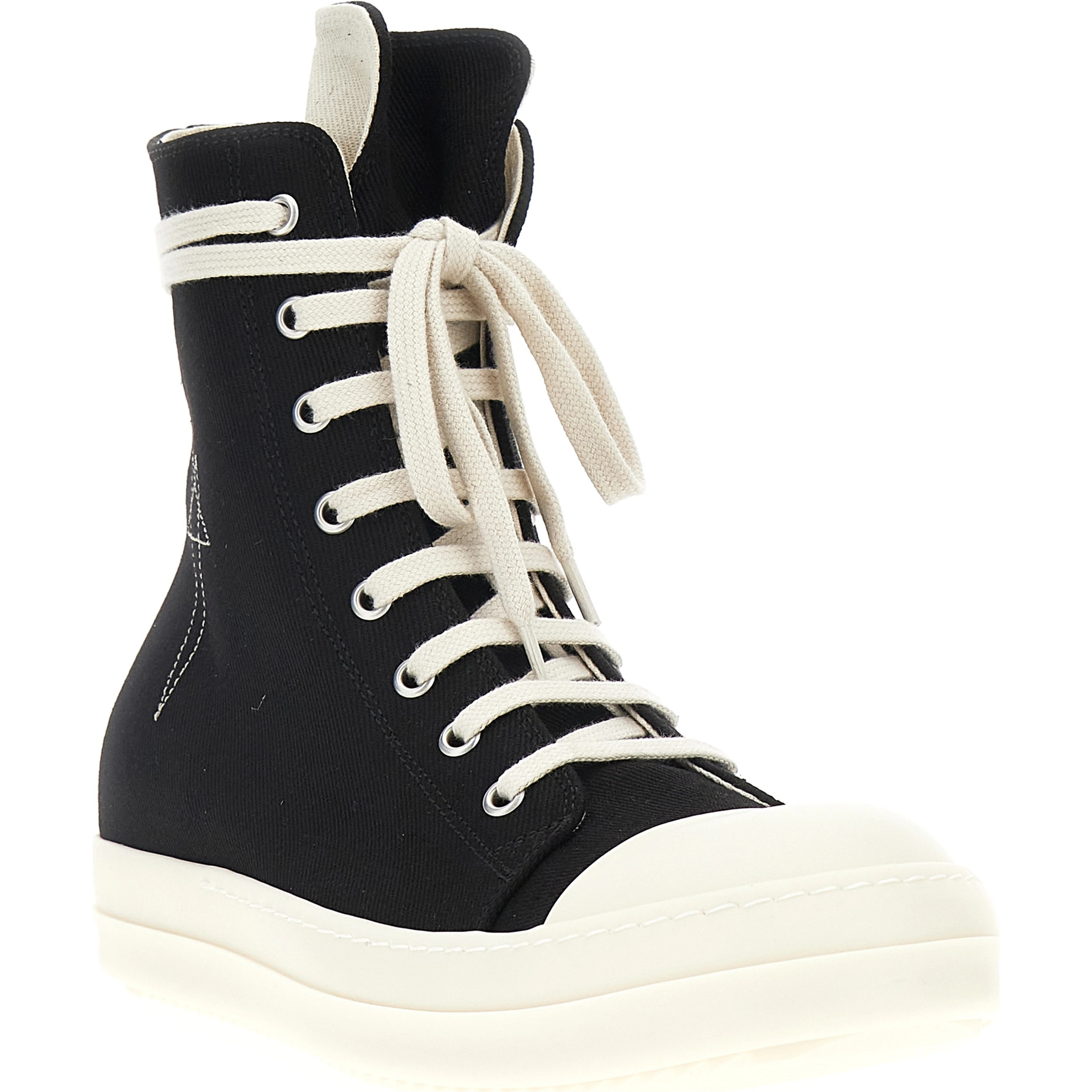 Black Cotton High Top Sneakers