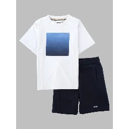 Set t-shirt con logo in rilievo e shorts