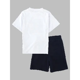 Set t-shirt con logo in rilievo e shorts