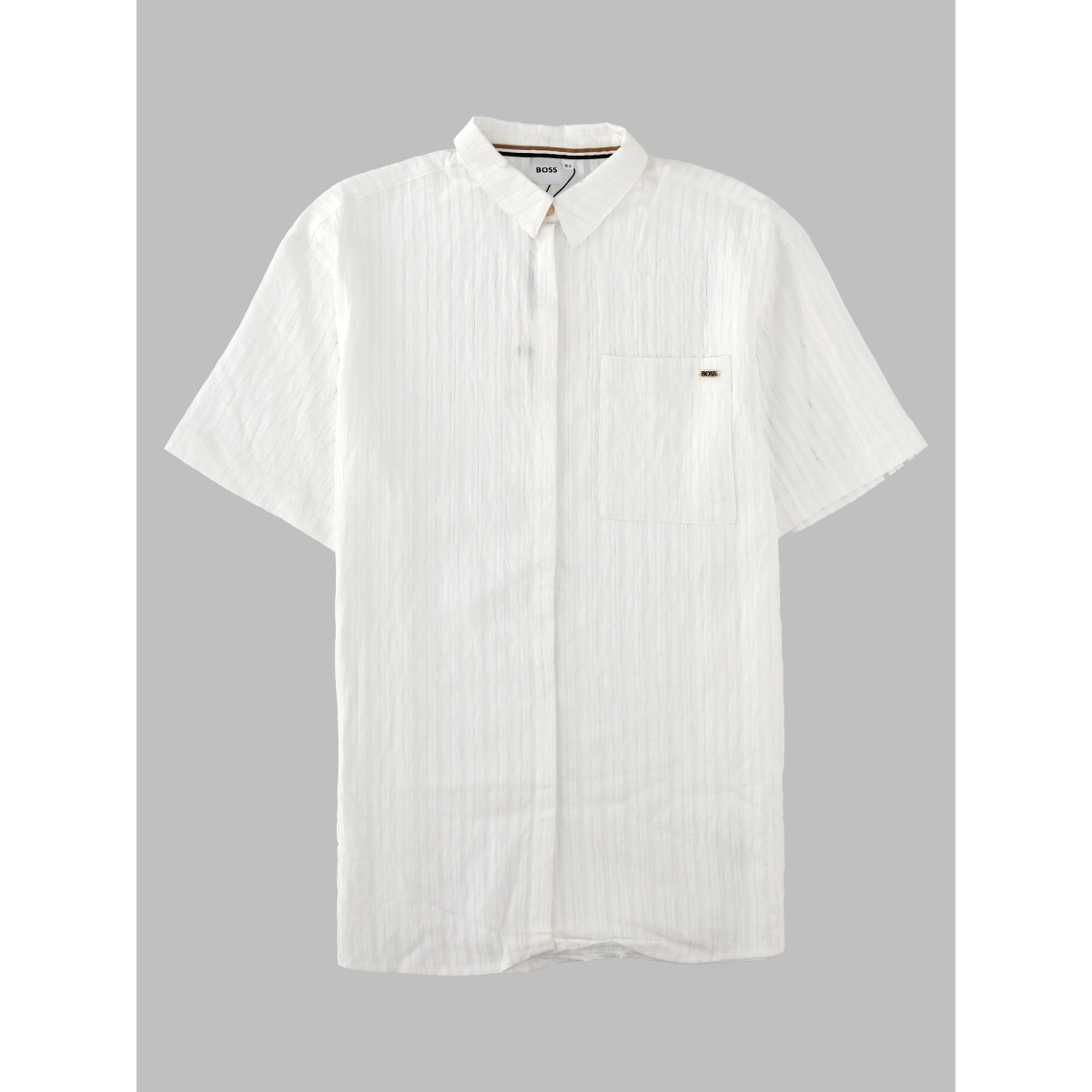 Camicia a maniche corte in seersucker a righe