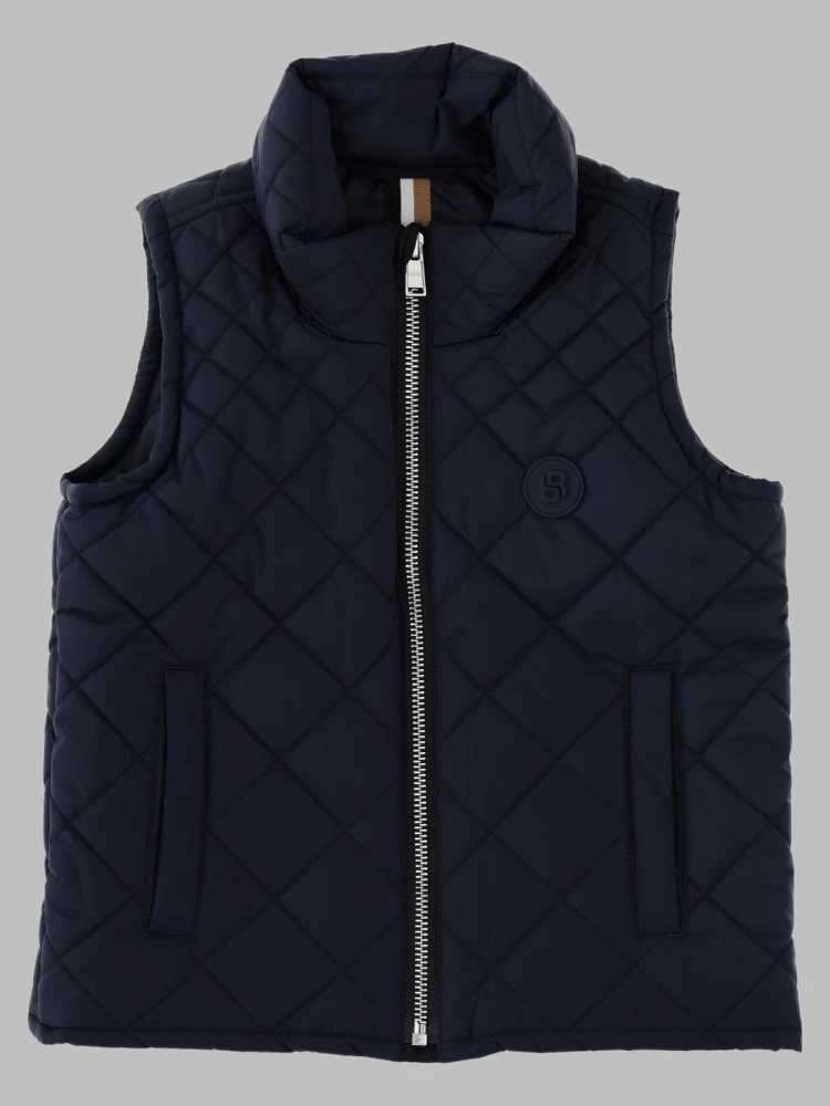 Gilet trapuntato con cappuccio e zip intera