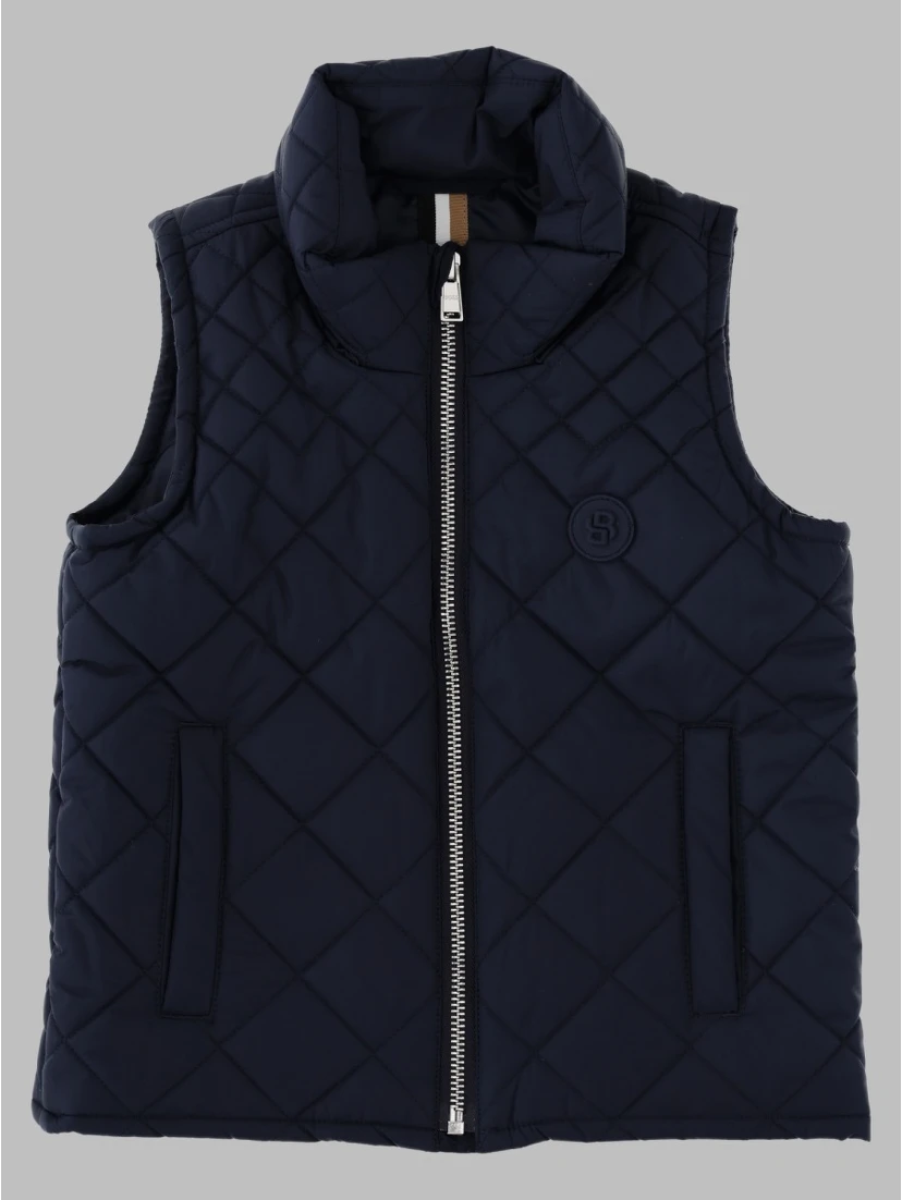 Gilet trapuntato con cappuccio e zip intera