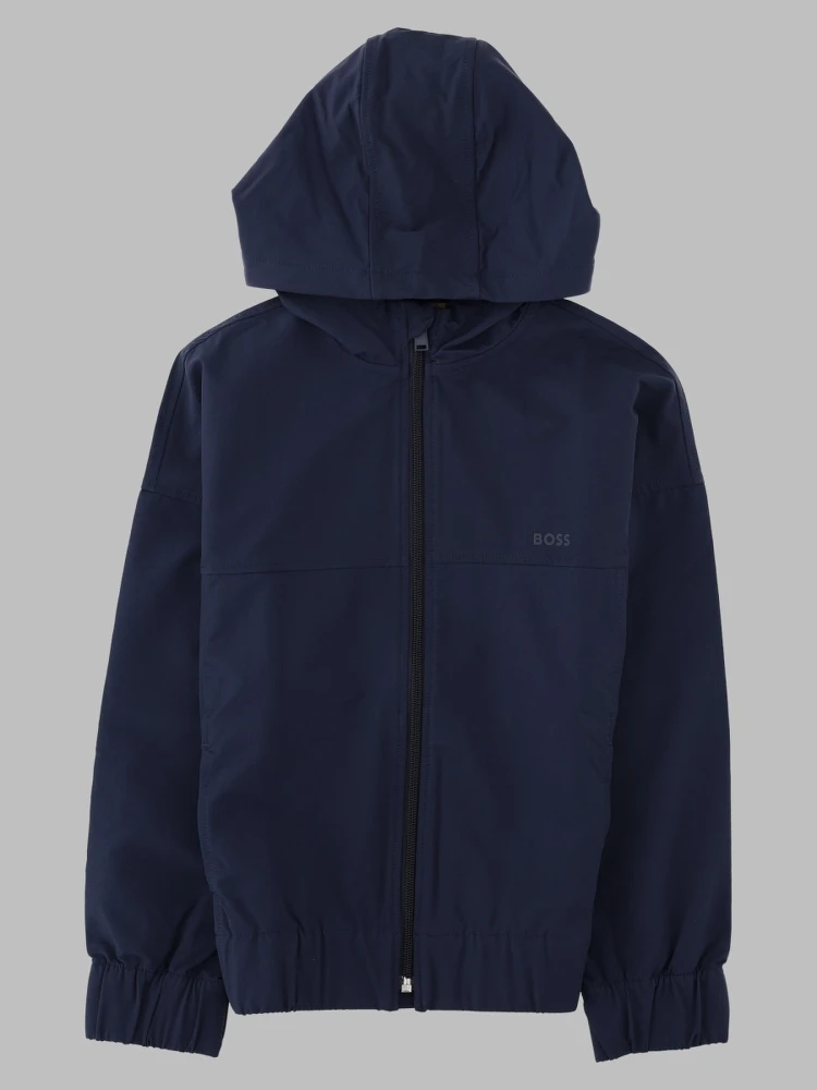 Felpa con cappuccio e zip in pile elasticizzato