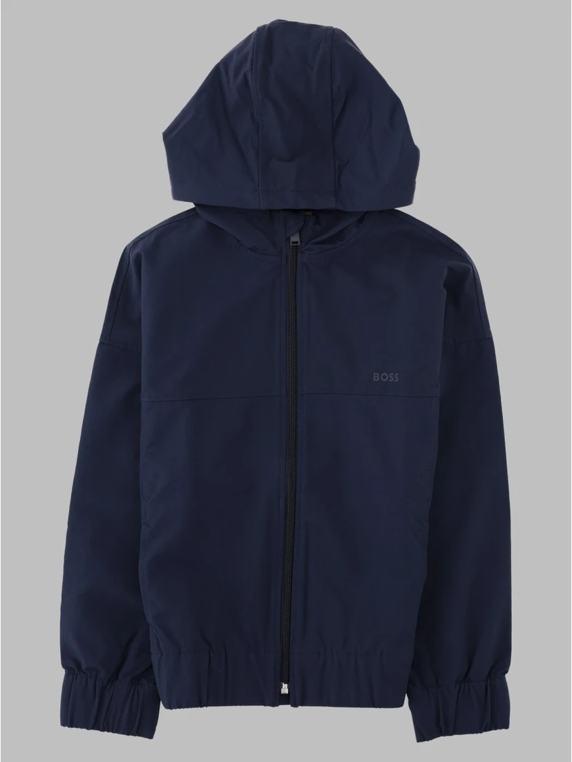 Felpa con cappuccio e zip in pile elasticizzato