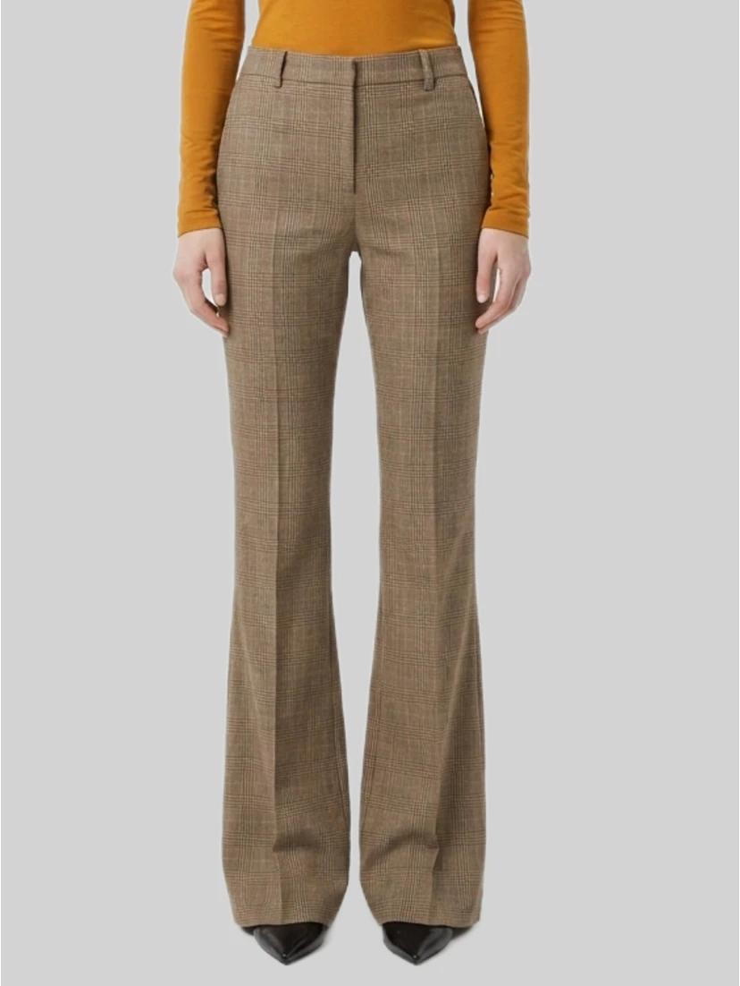 Flared Prince of Wales check trousers