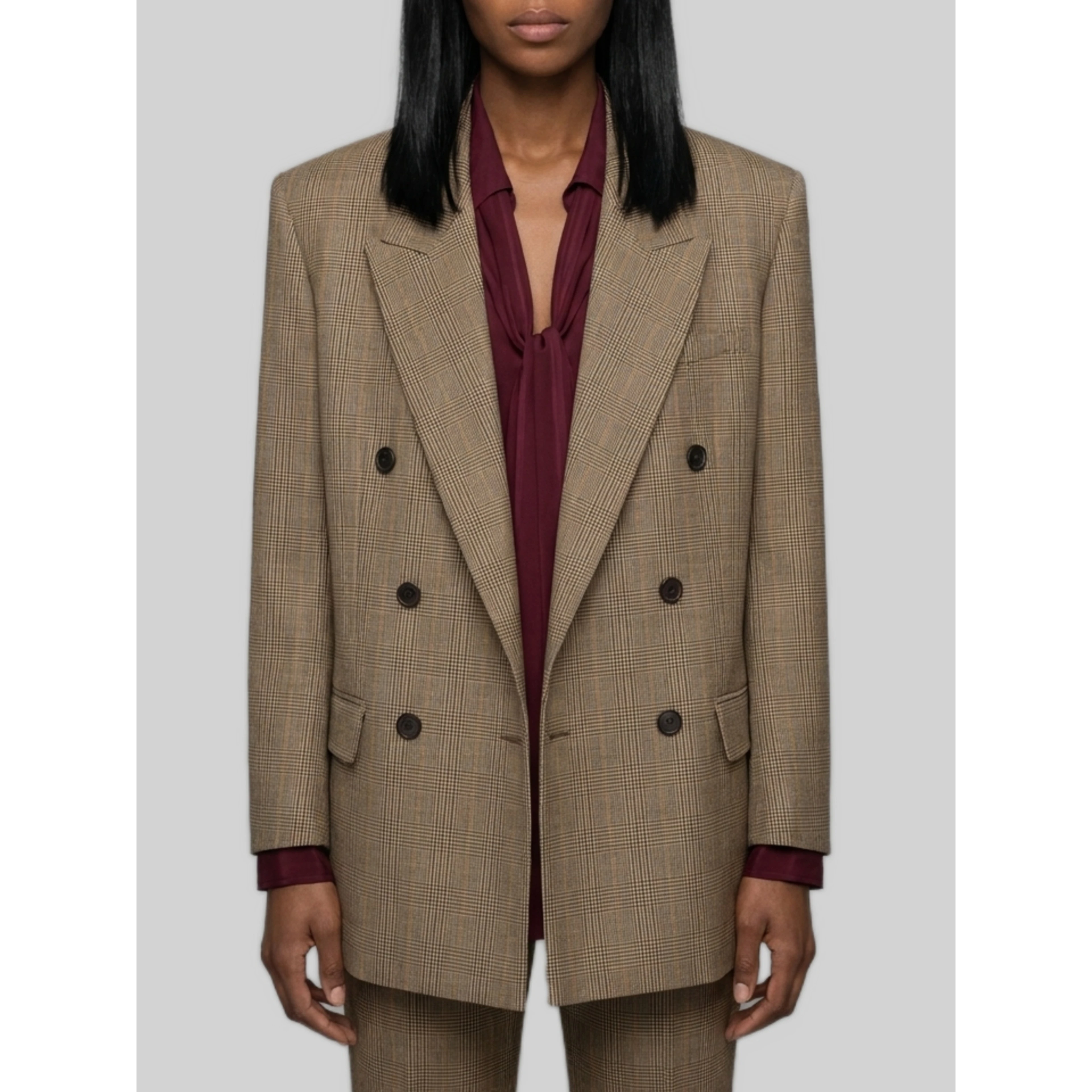 Double-breasted Glen Plaid jacket