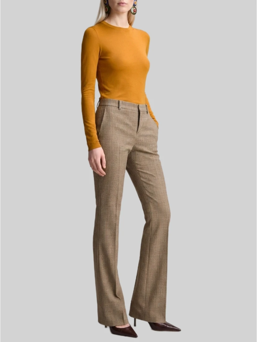 Flared Prince of Wales check trousers