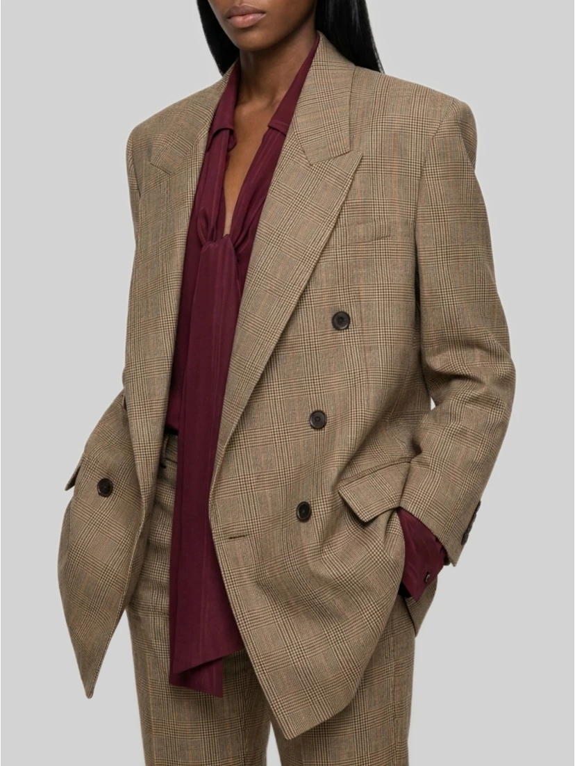 Double-breasted Glen Plaid jacket