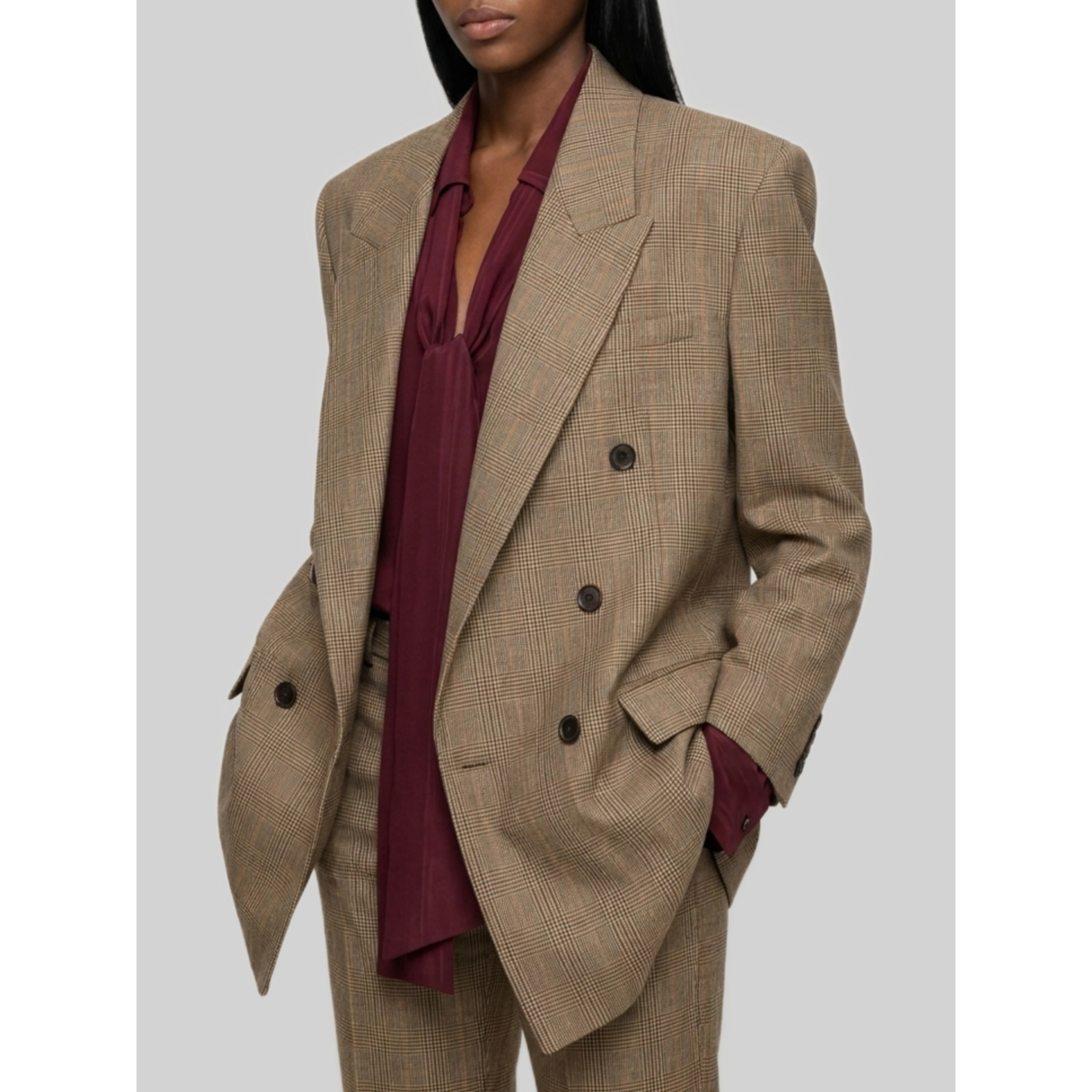 Double-breasted Glen Plaid jacket