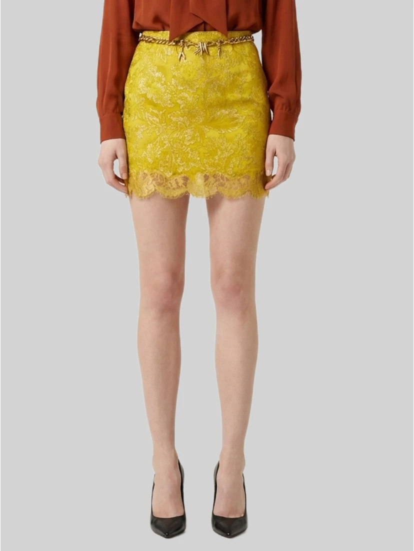 Brocade and lace baroque mini skirt