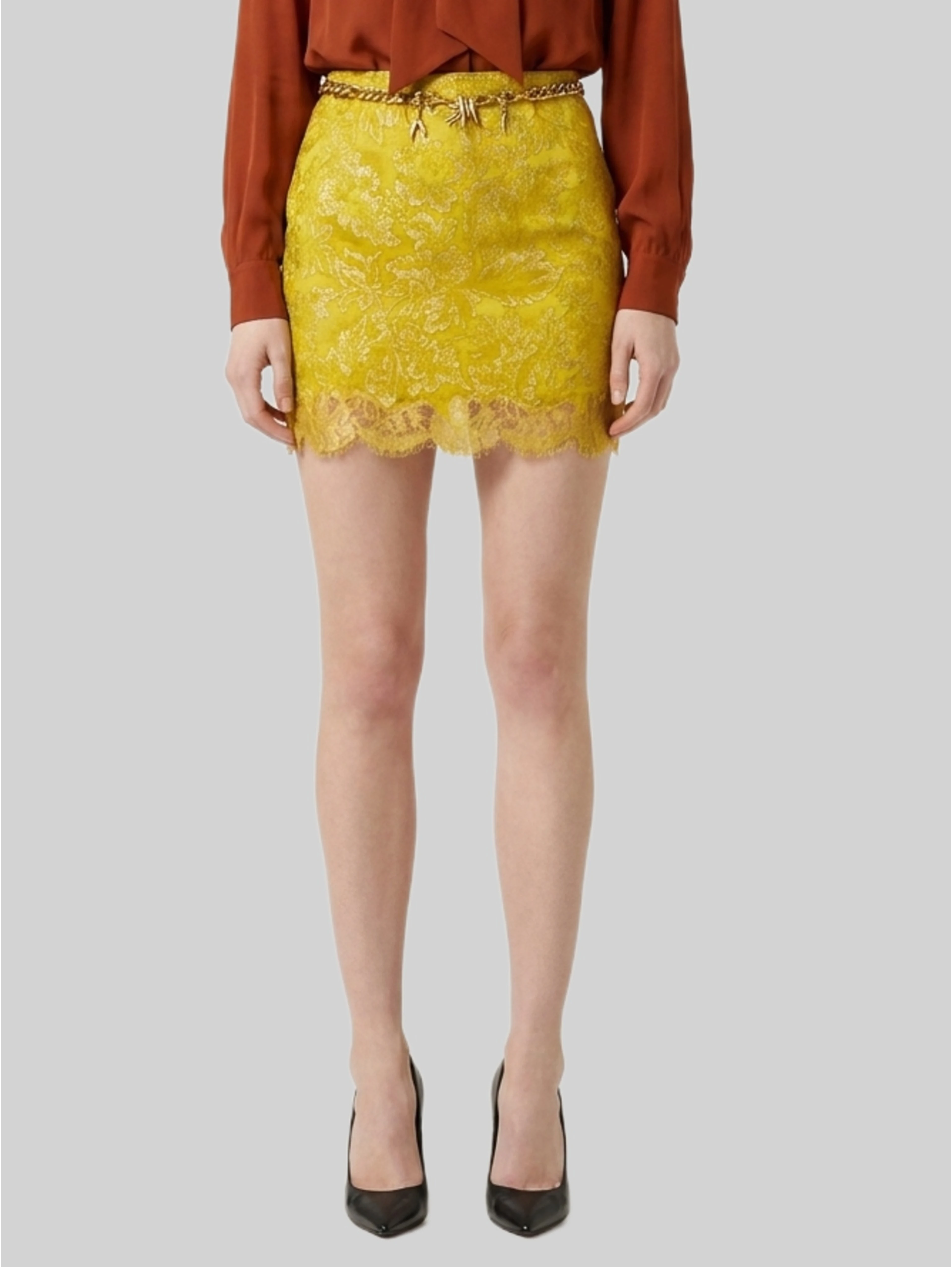 Brocade and lace baroque mini skirt