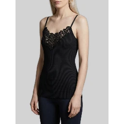 Ribbed silk guipure tank top