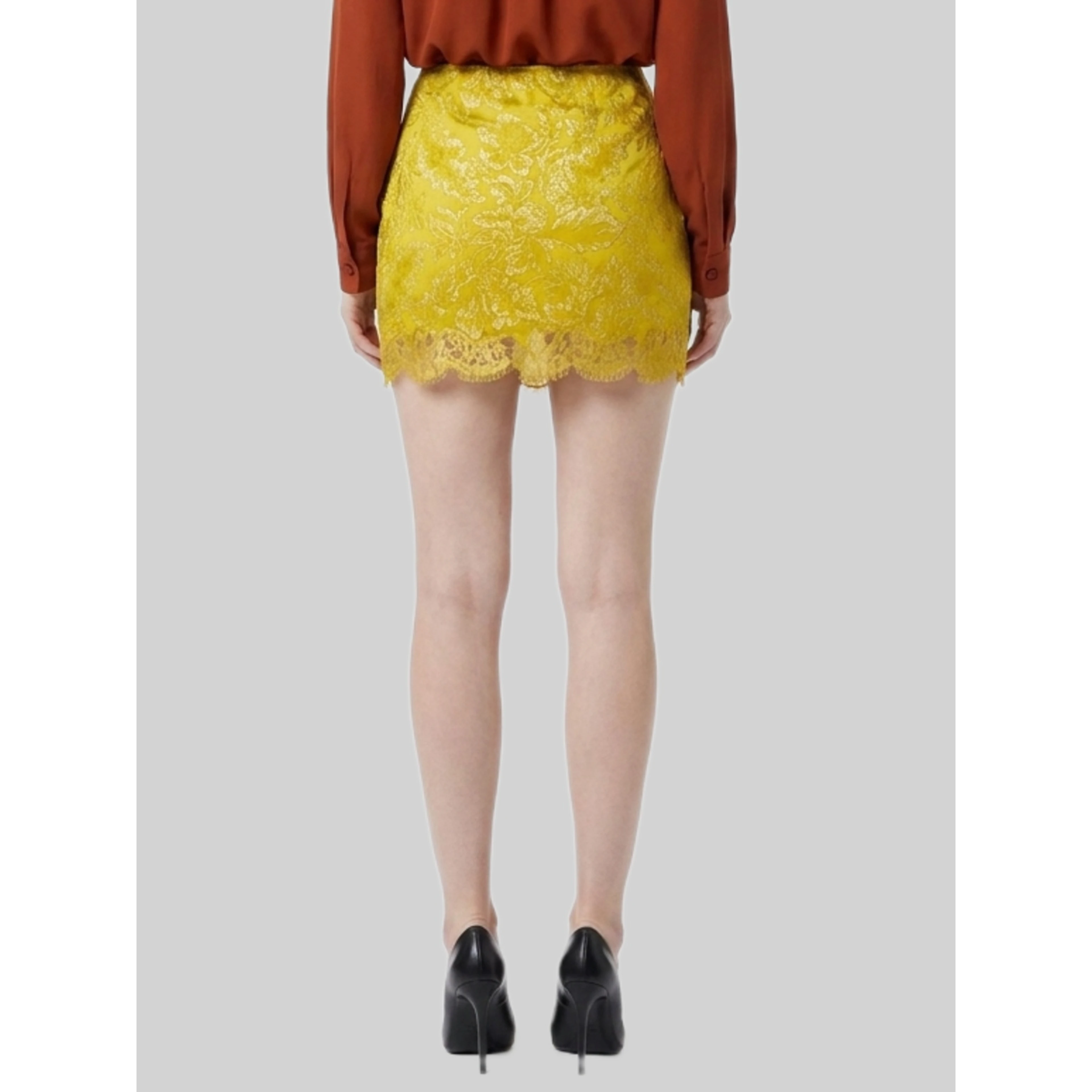Brocade and lace baroque mini skirt