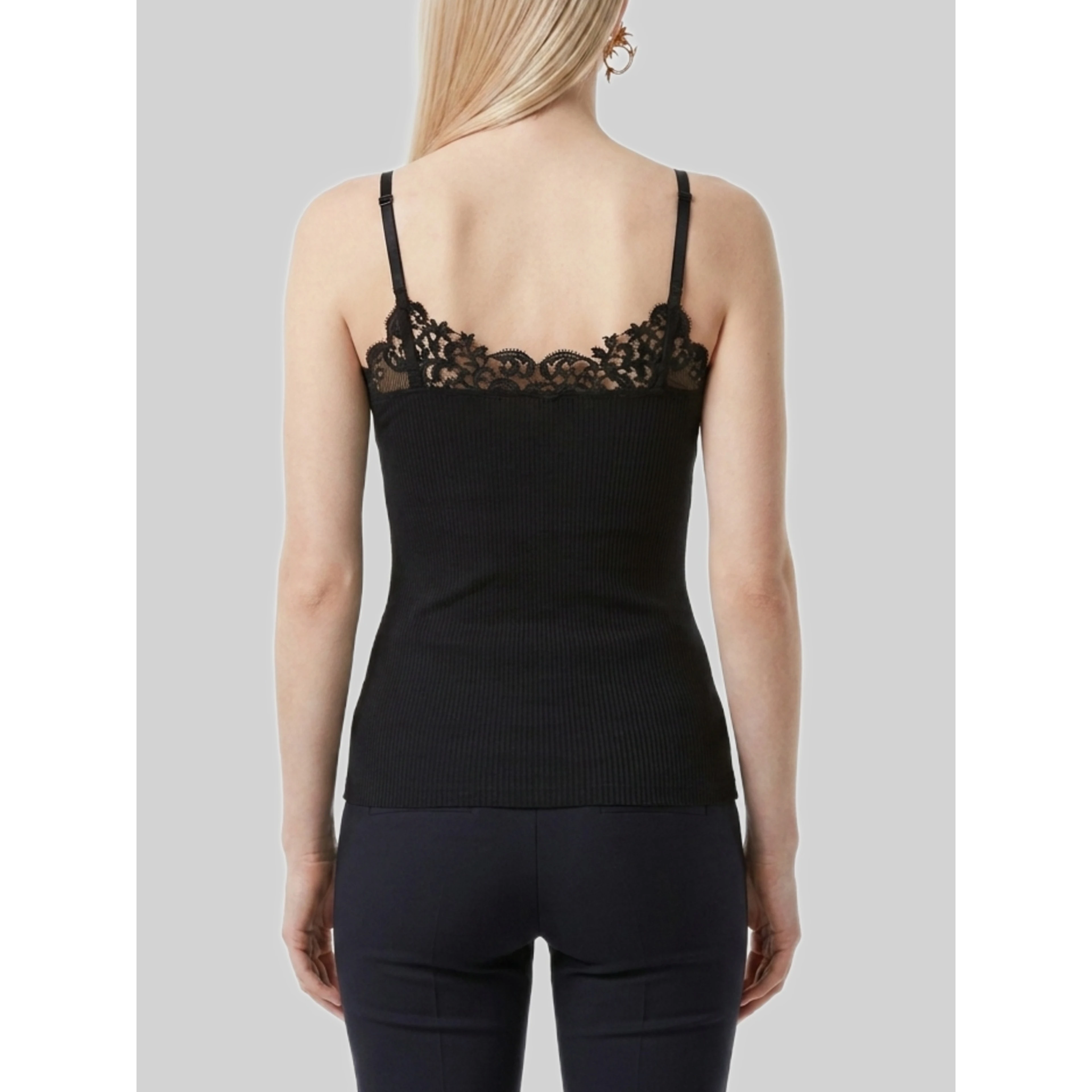 Ribbed silk guipure tank top