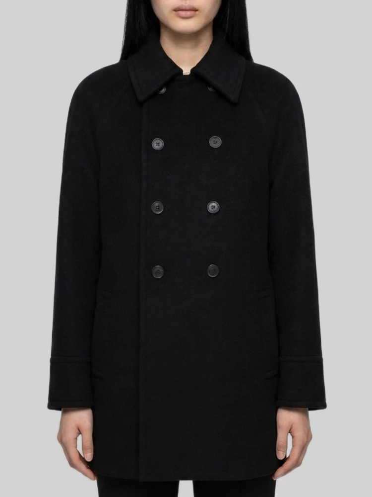 Double-breasted wool coat