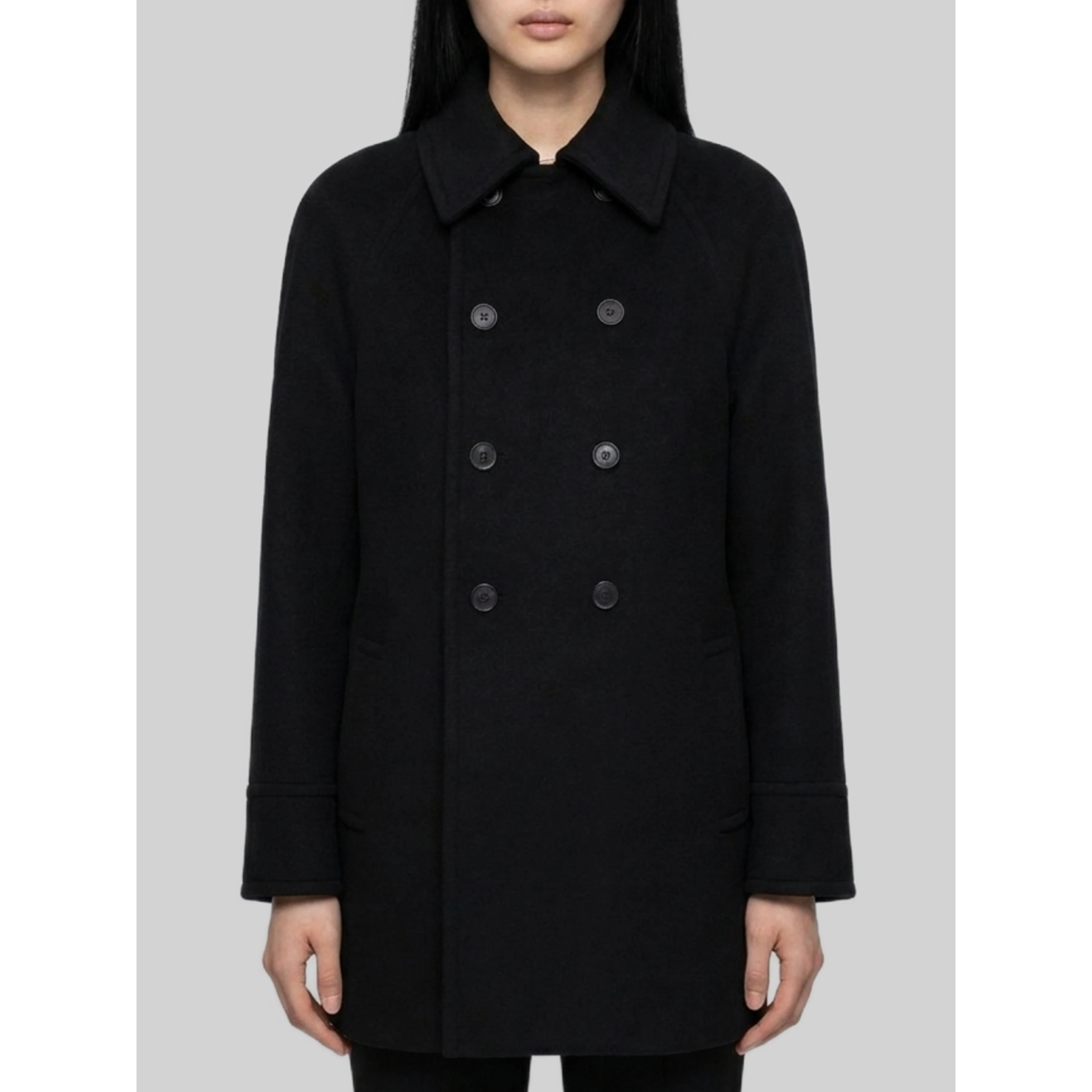 Double-breasted wool coat