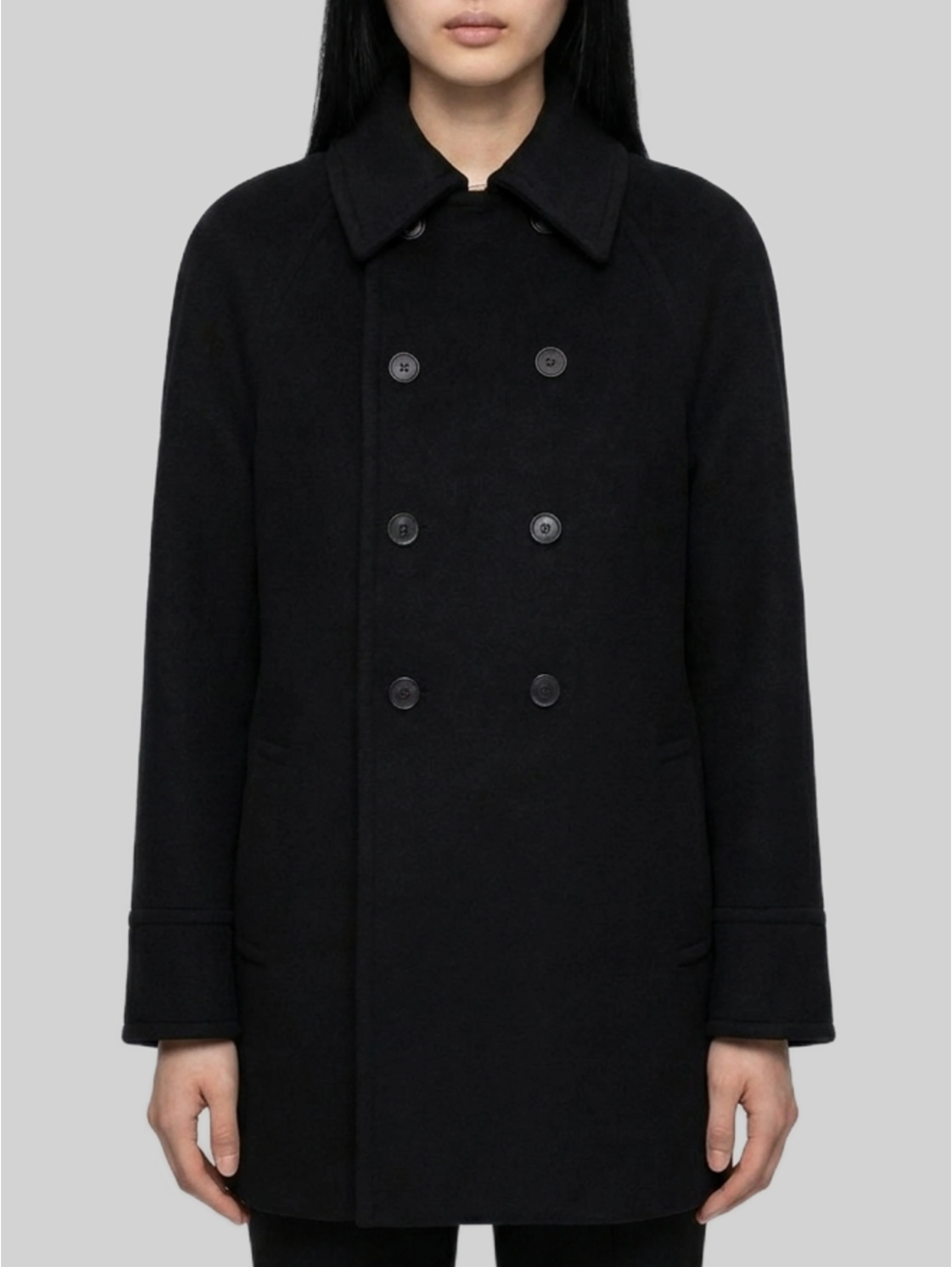 Double-breasted wool coat