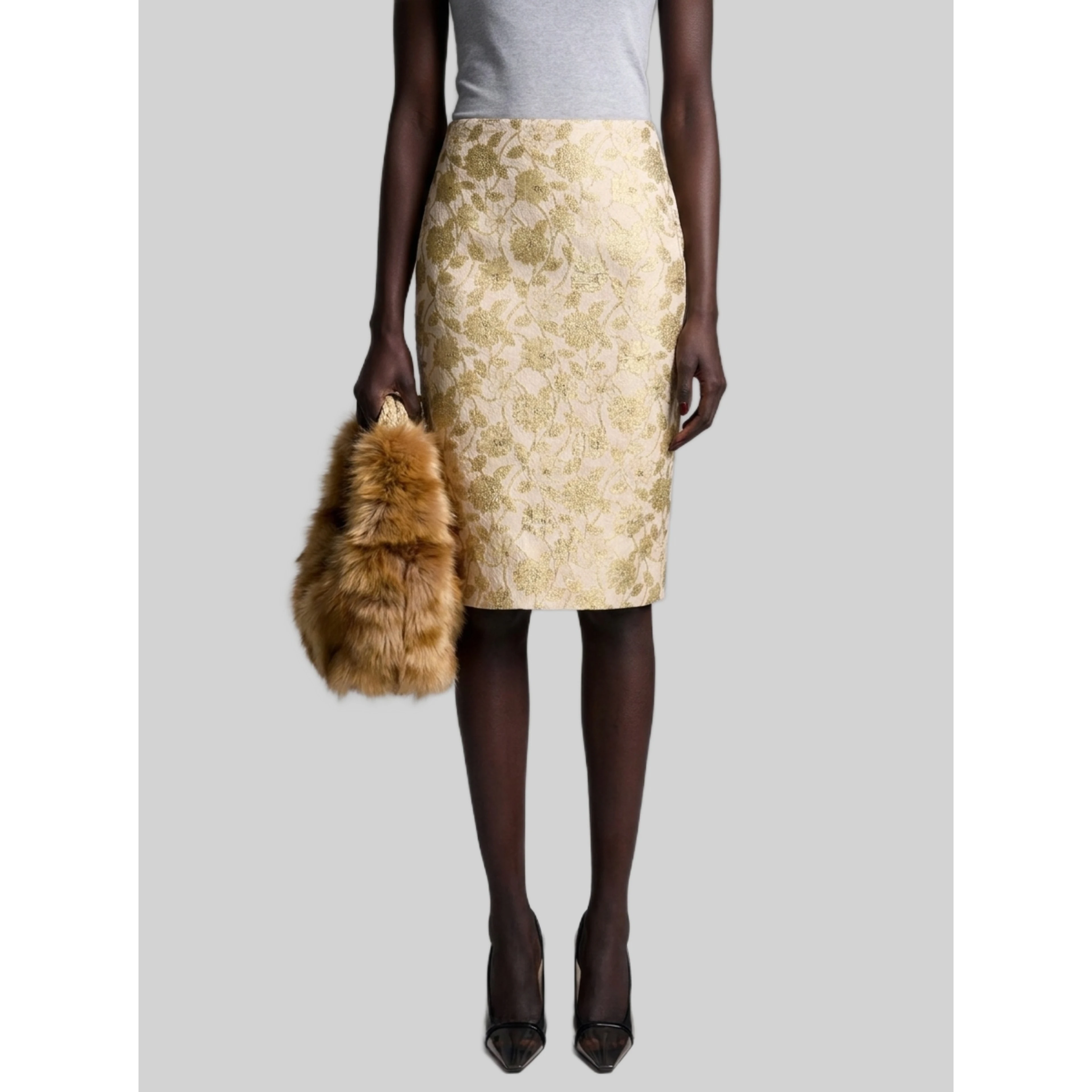 Brocade midi skirt