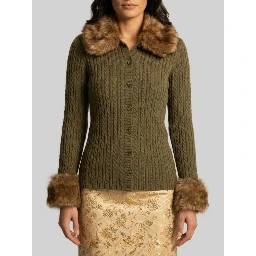 Cardigan with shearling fur