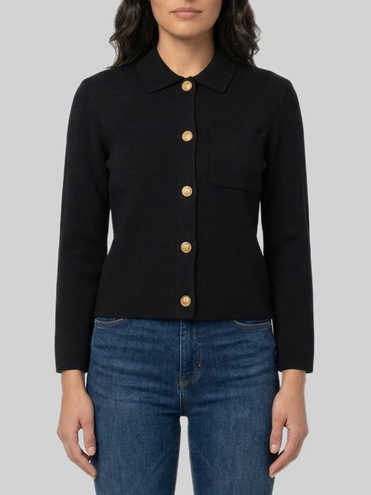 Polo cardigan in wool