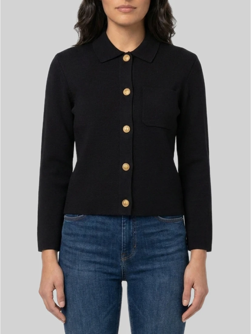 Polo cardigan in wool