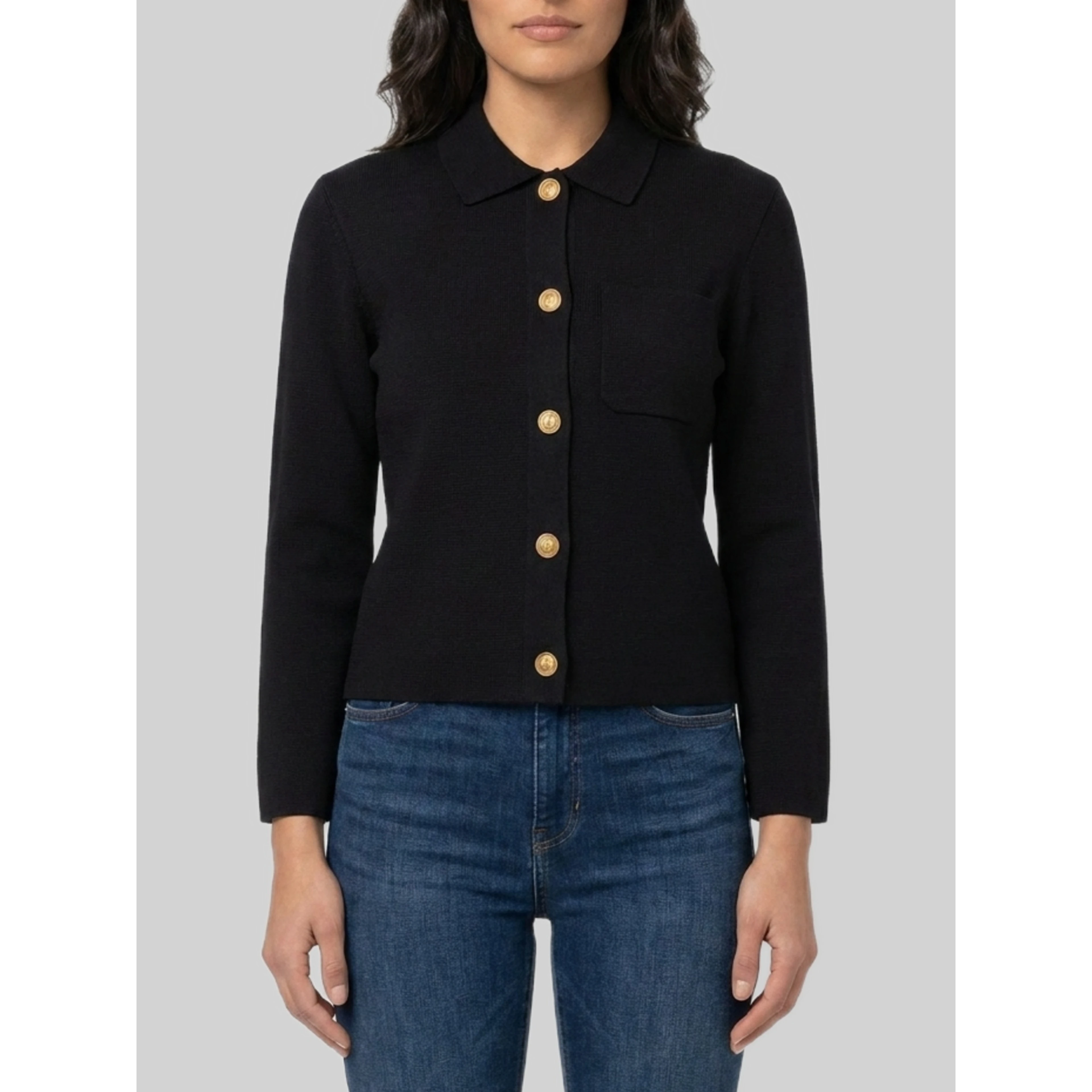 Polo cardigan in wool