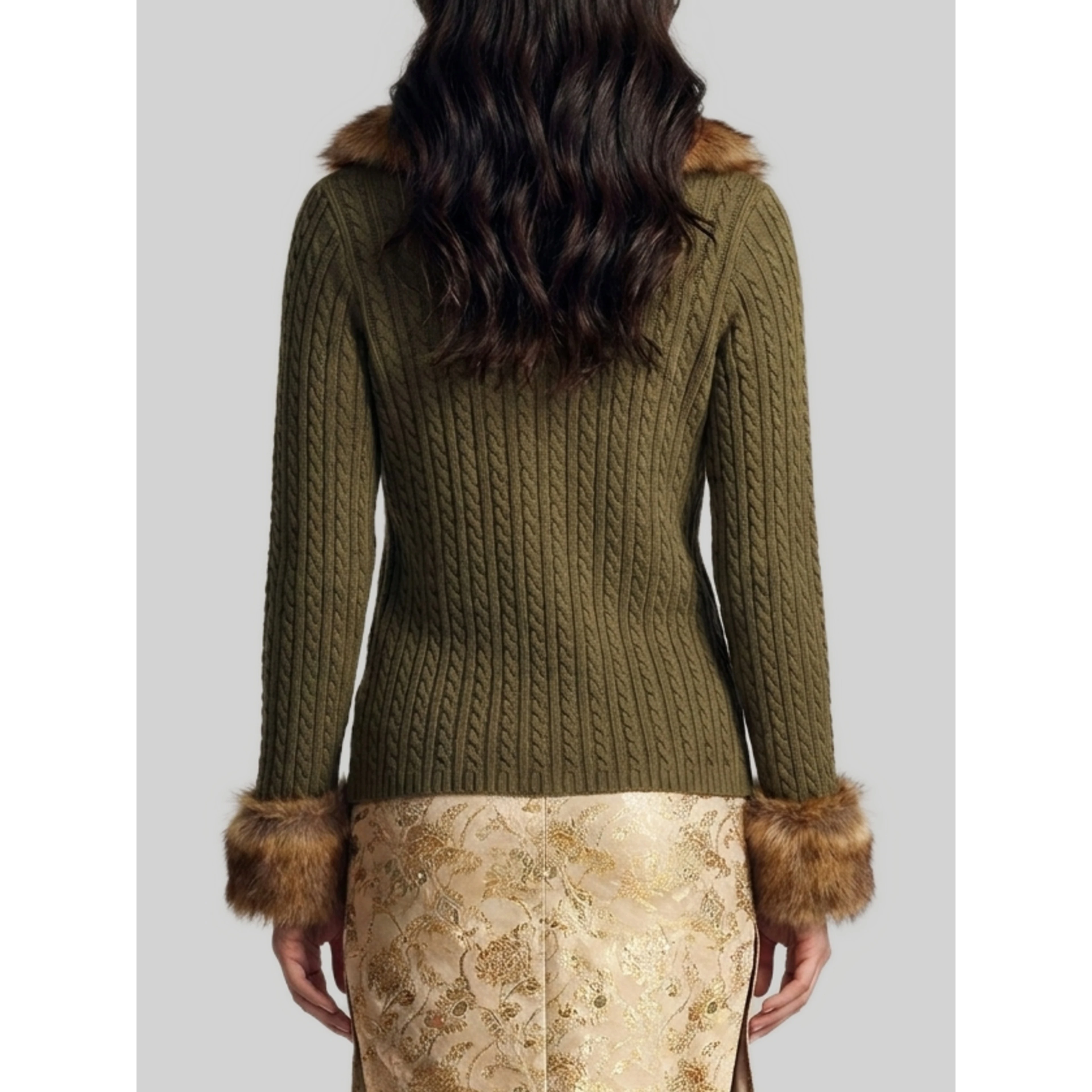 Cardigan with shearling fur