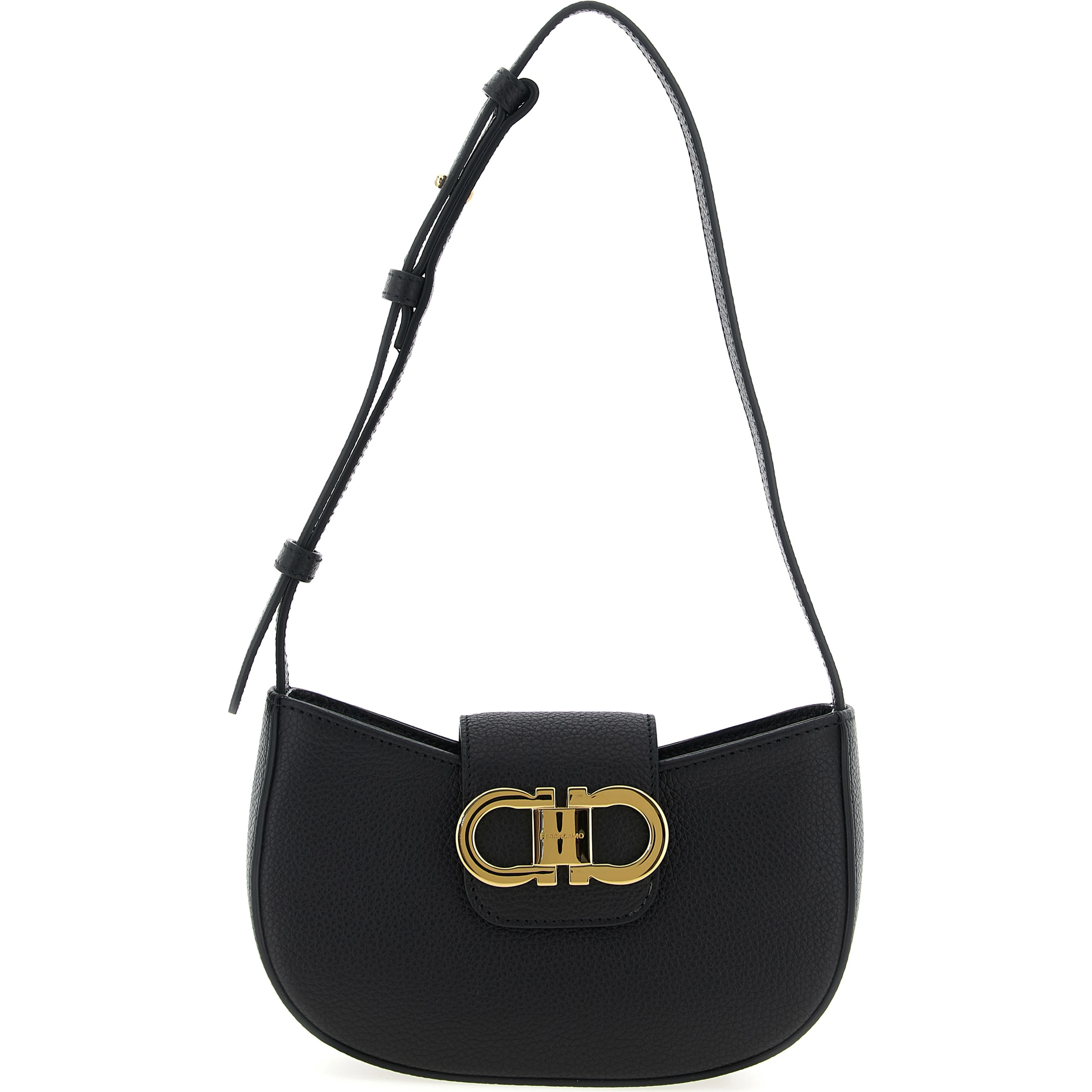 Black Calfskin Shoulder Bag